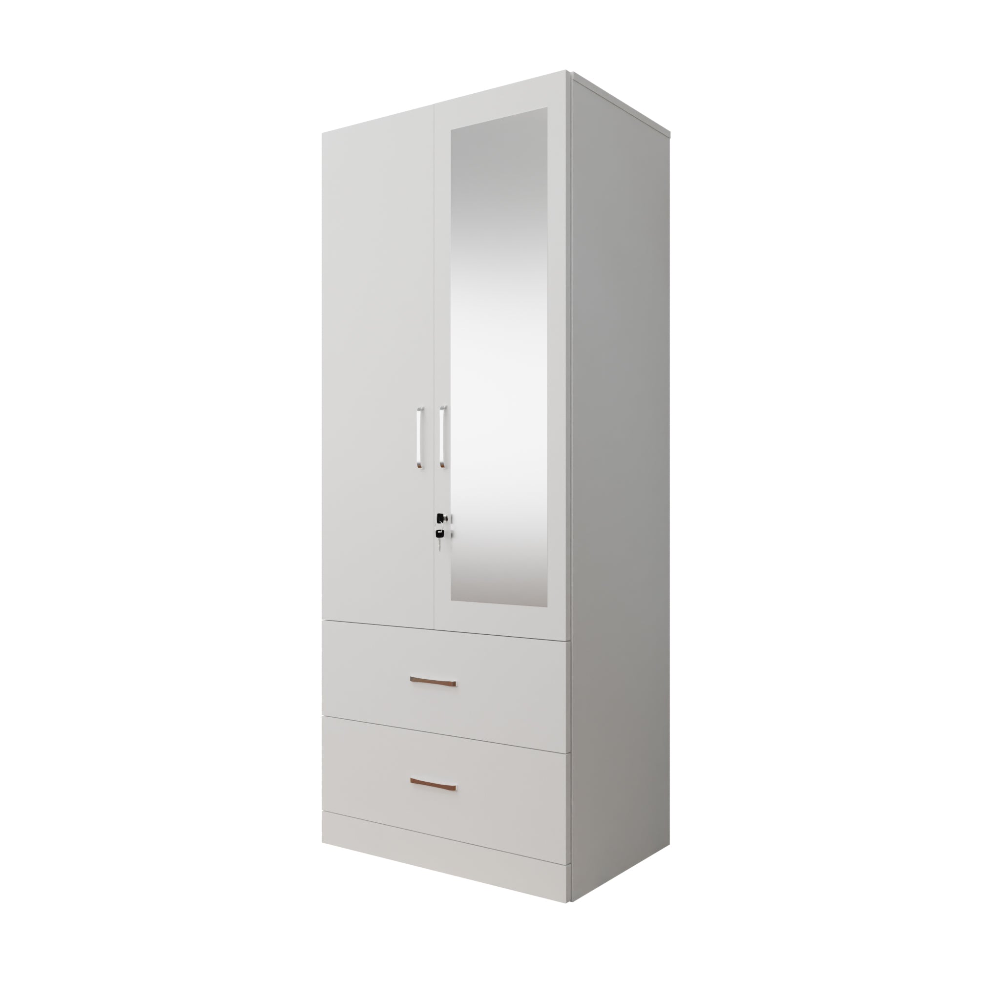 AVIRA | Wardrobe With Mirror, Hinged | 2 Door, 2 Drawer Wardrobes VIKI FURNITURE   