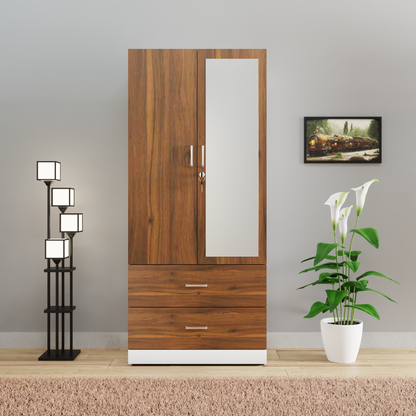 AVIRA | Wardrobe With Mirror, Hinged | 2 Door, 2 Drawer & Dual Color Wardrobes VIKI FURNITURE   