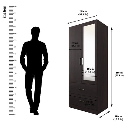 AVIRA | Wardrobe With Mirror, Hinged | 2 Door
