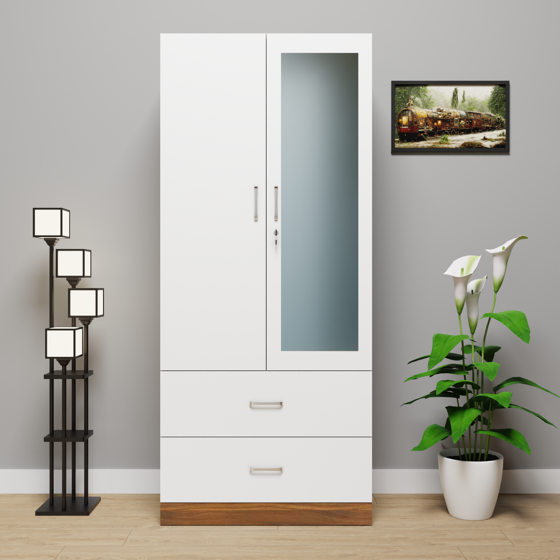 Two door online wardrobe with mirror