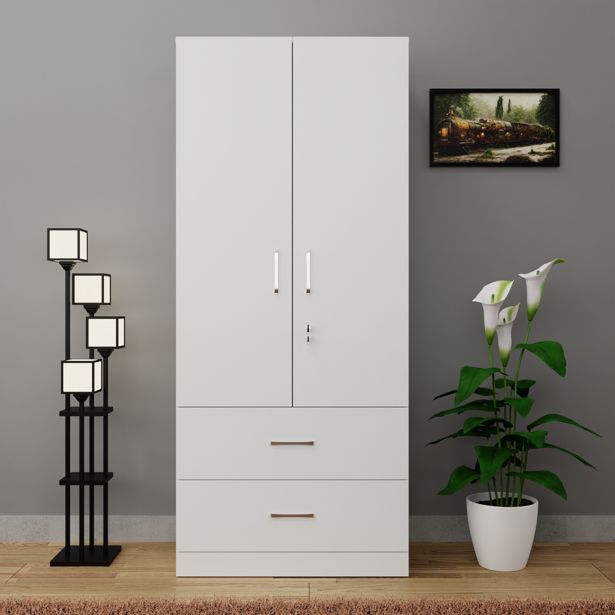 AVIRA | Wardrobe , Hinged | 2 Door, 2 Drawer Wardrobes VIKI FURNITURE   