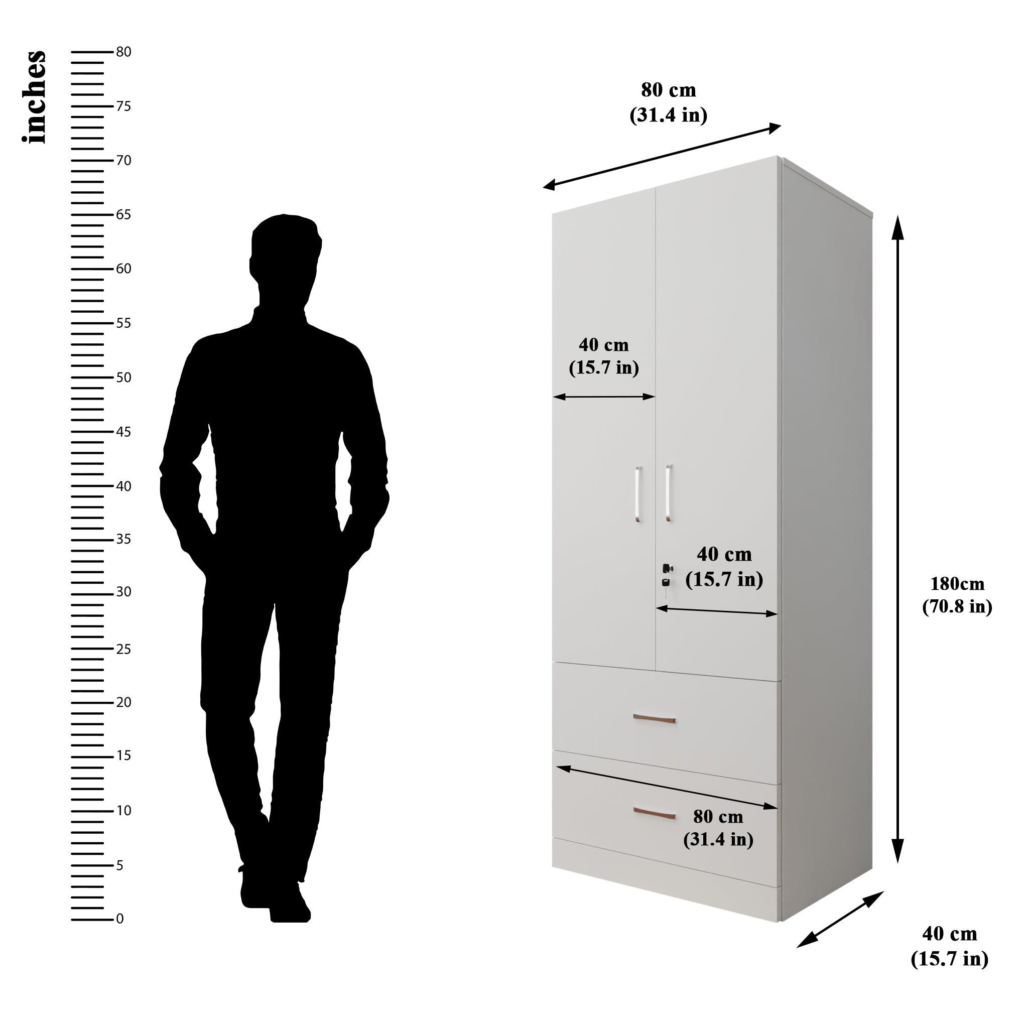AVIRA | Wardrobe , Hinged | 2 Door, 2 Drawer Wardrobes VIKI FURNITURE   