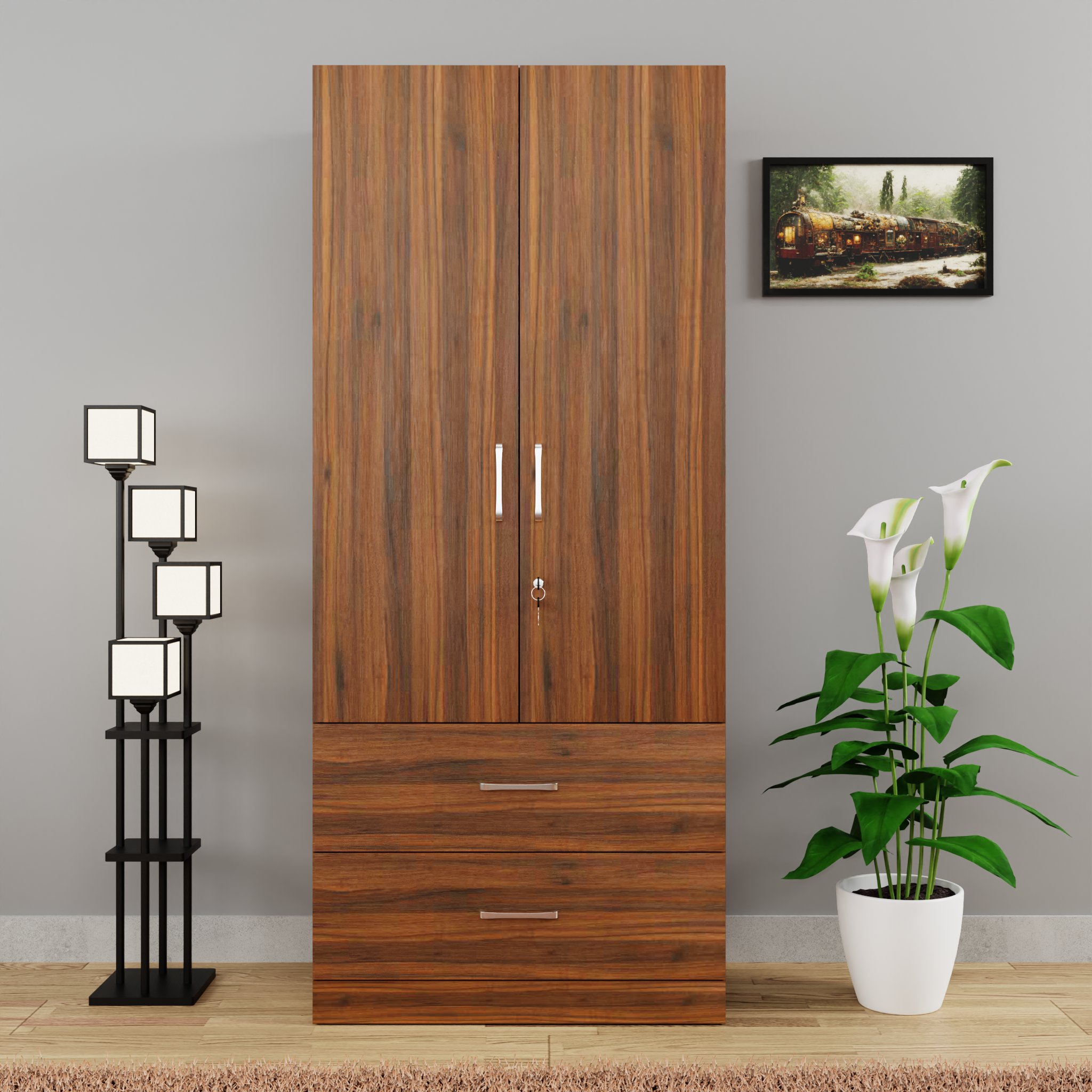 AVIRA | Wardrobe , Hinged | 2 Door, 2 Drawer Wardrobes VIKI FURNITURE   