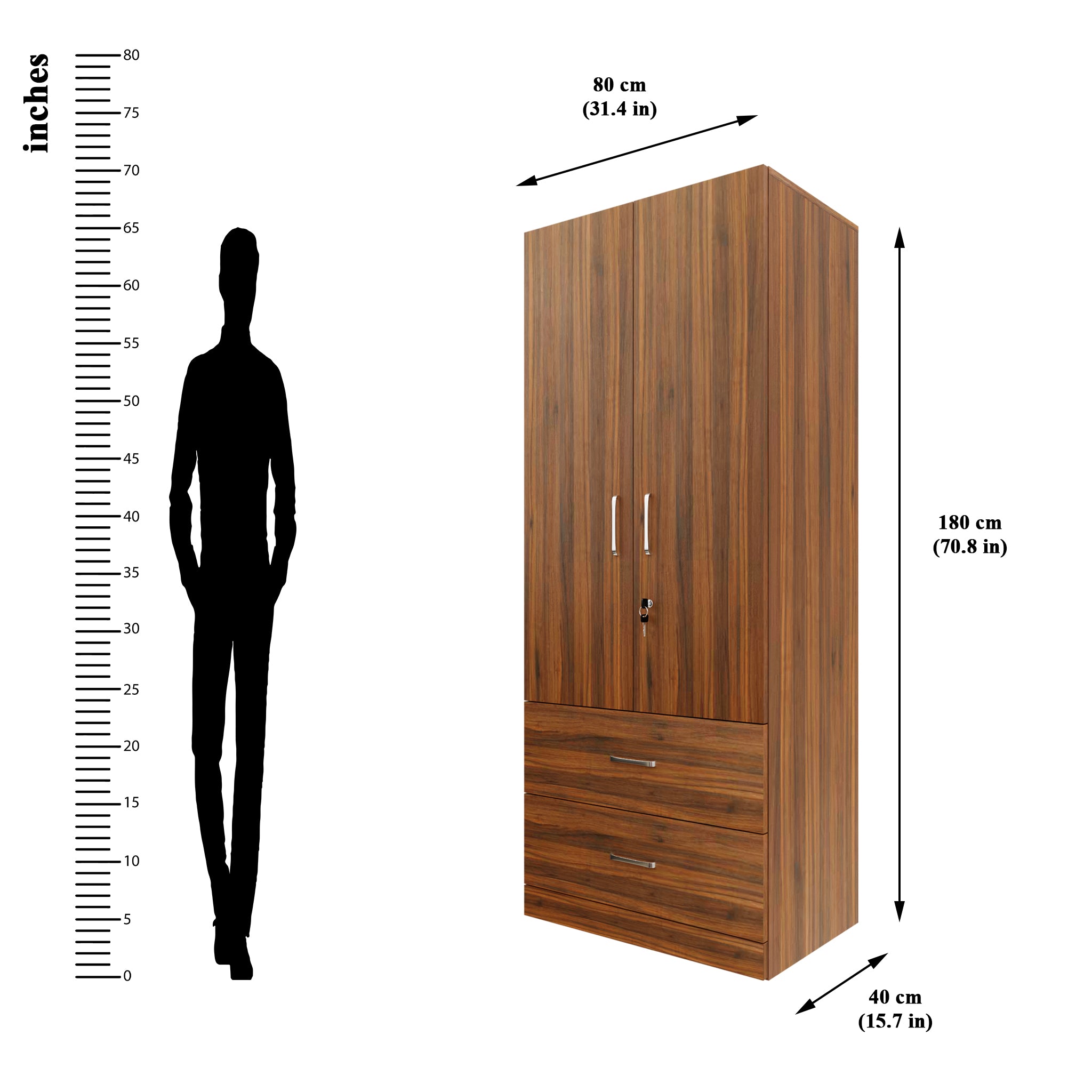 AVIRA | Wardrobe , Hinged | 2 Door, 2 Drawer Wardrobes VIKI FURNITURE   