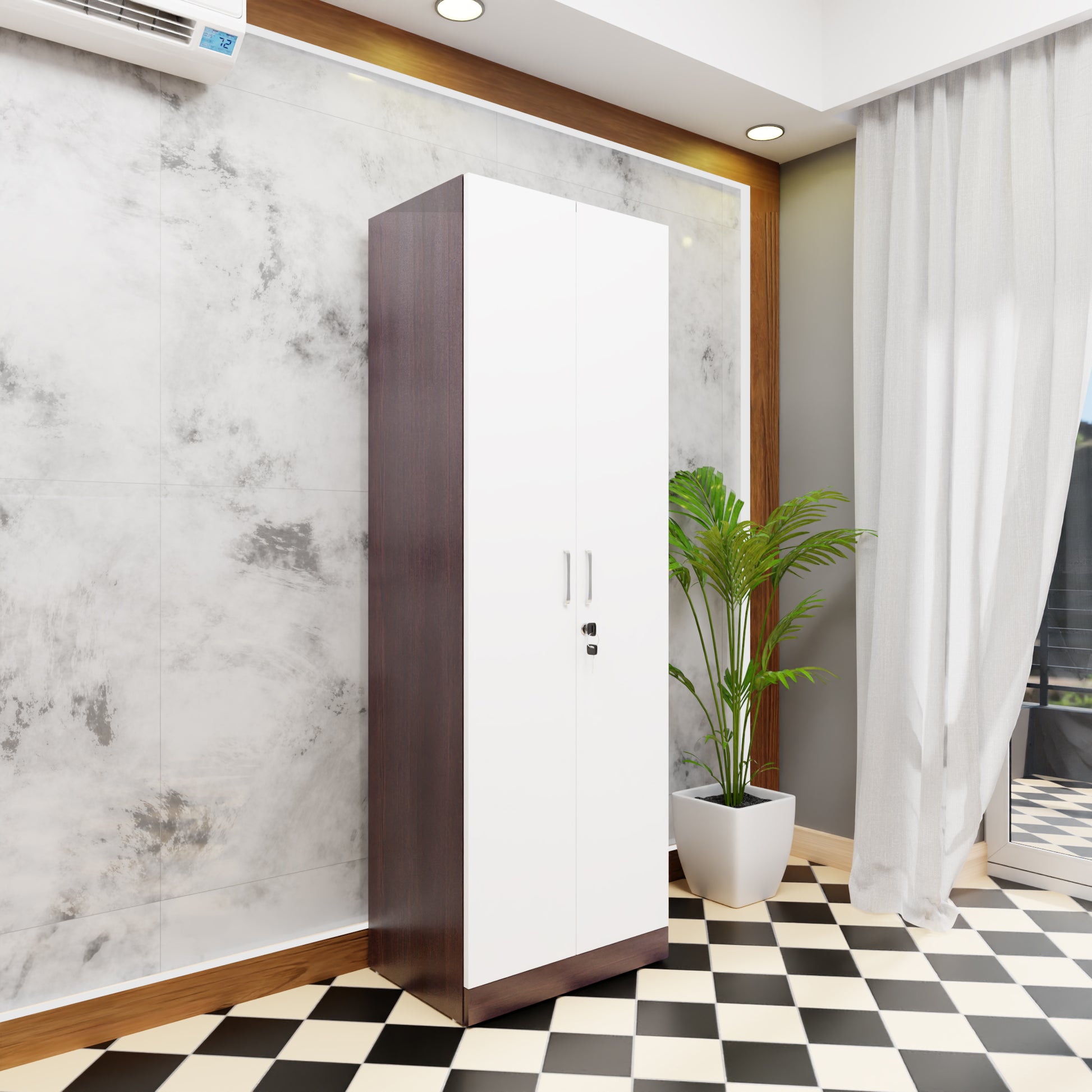 AVIRA |Wardrobe, Hinged | 2 Door & Dual Color Wardrobes VIKI FURNITURE Dark Wenge & Frosty White  