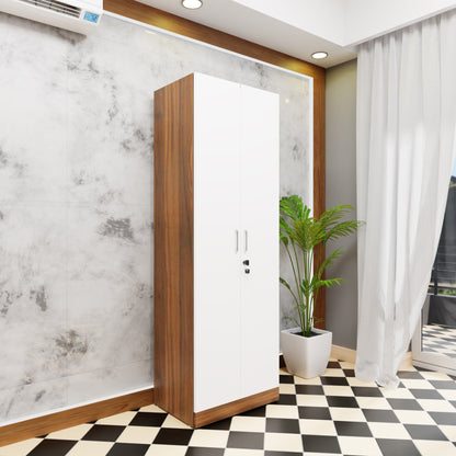 AVIRA |Wardrobe, Hinged | 2 Door & Dual Color Wardrobes VIKI FURNITURE Brussel Walnut & Frosty White  