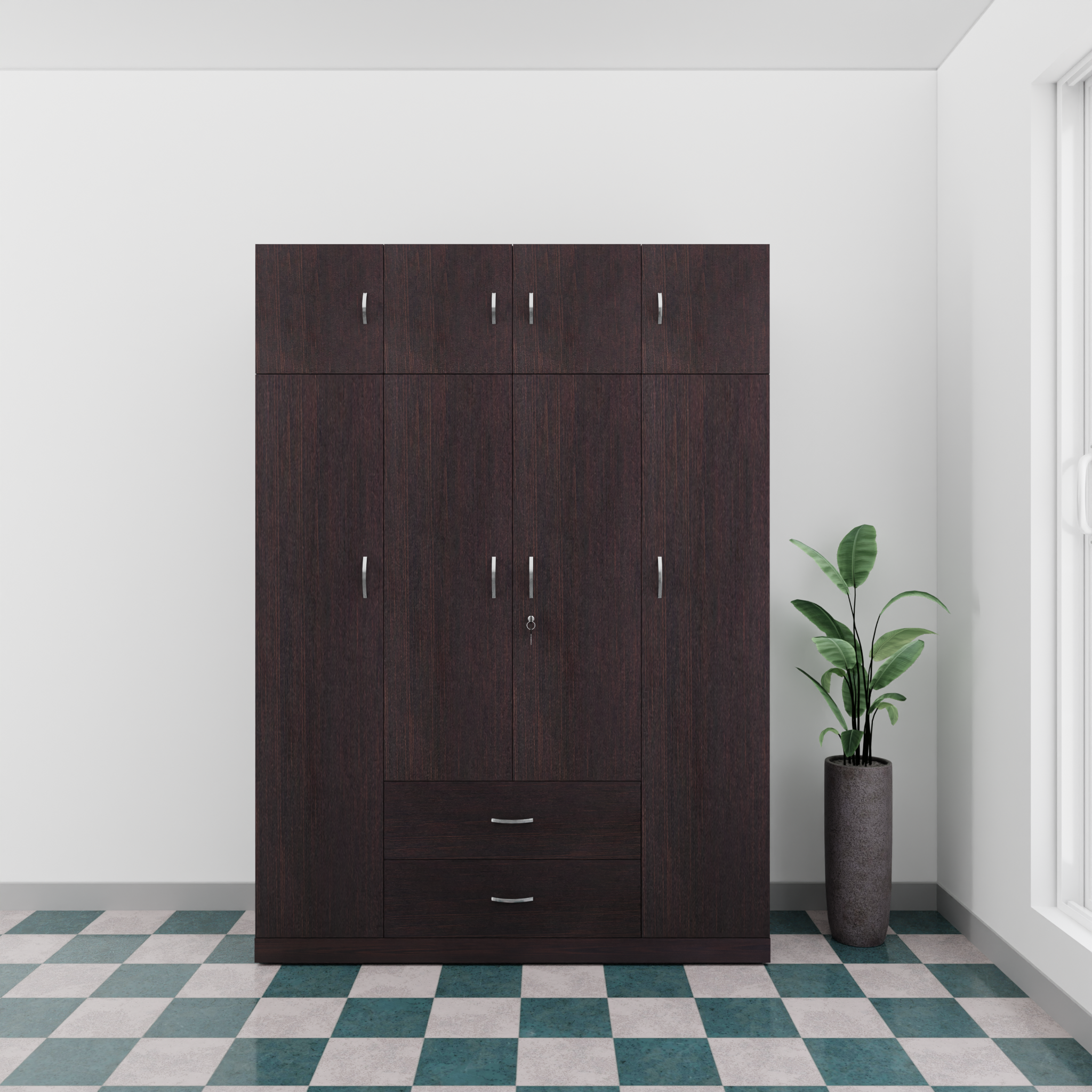 AVIRA |Wardrobe , Hinged | 4 Door, 2 Drawer with loft Wardrobes VIKI FURNITURE   