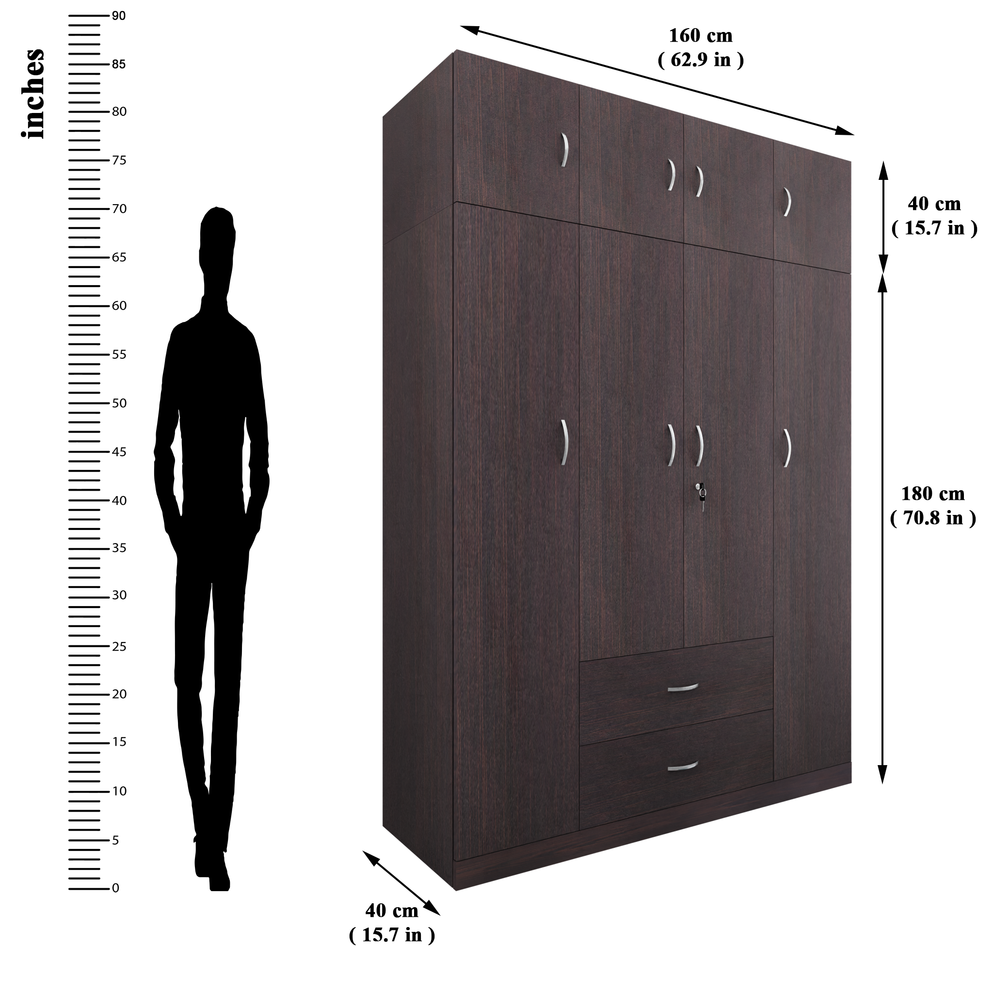 AVIRA |Wardrobe , Hinged | 4 Door, 2 Drawer with loft Wardrobes VIKI FURNITURE   