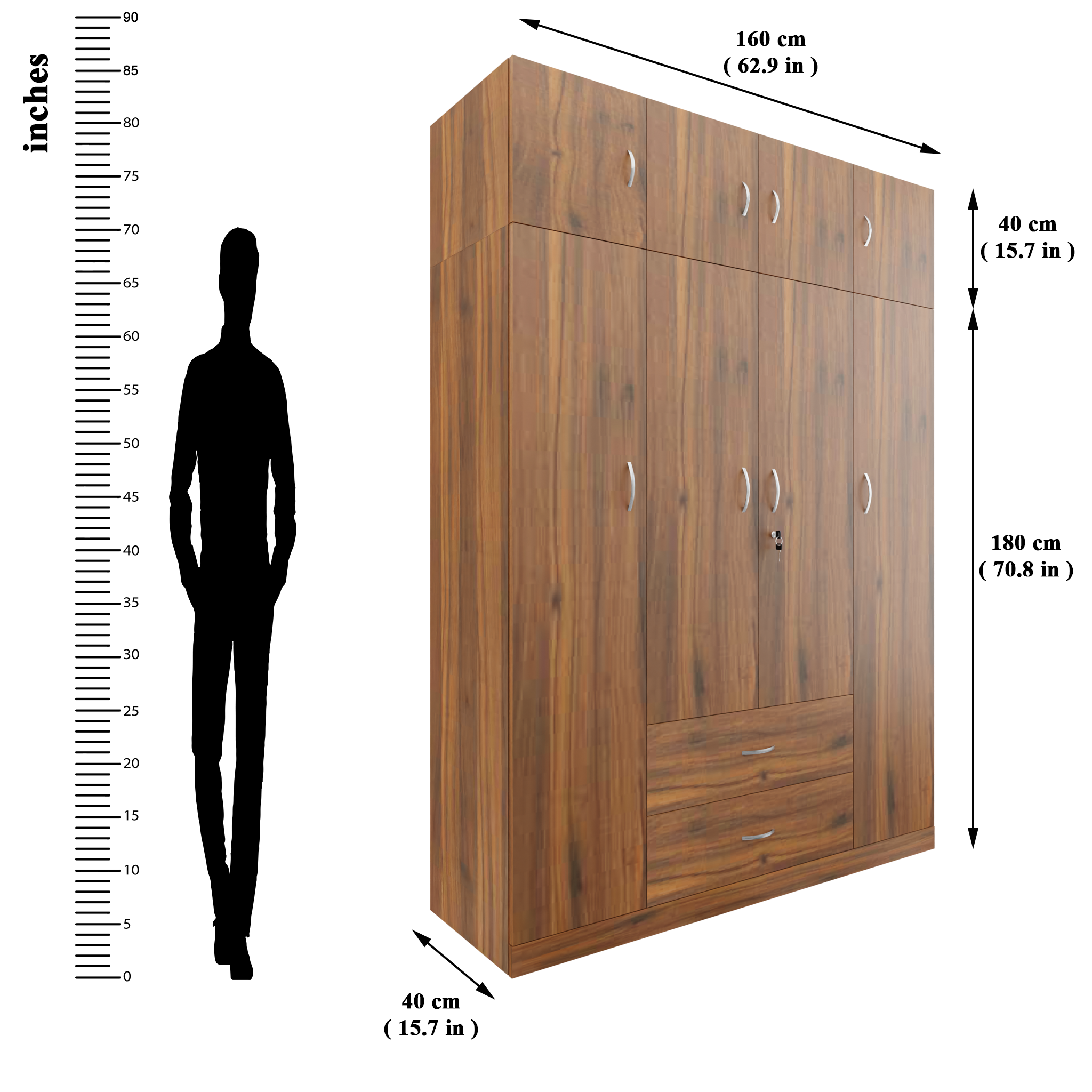 AVIRA |Wardrobe , Hinged | 4 Door, 2 Drawer with loft Wardrobes VIKI FURNITURE   