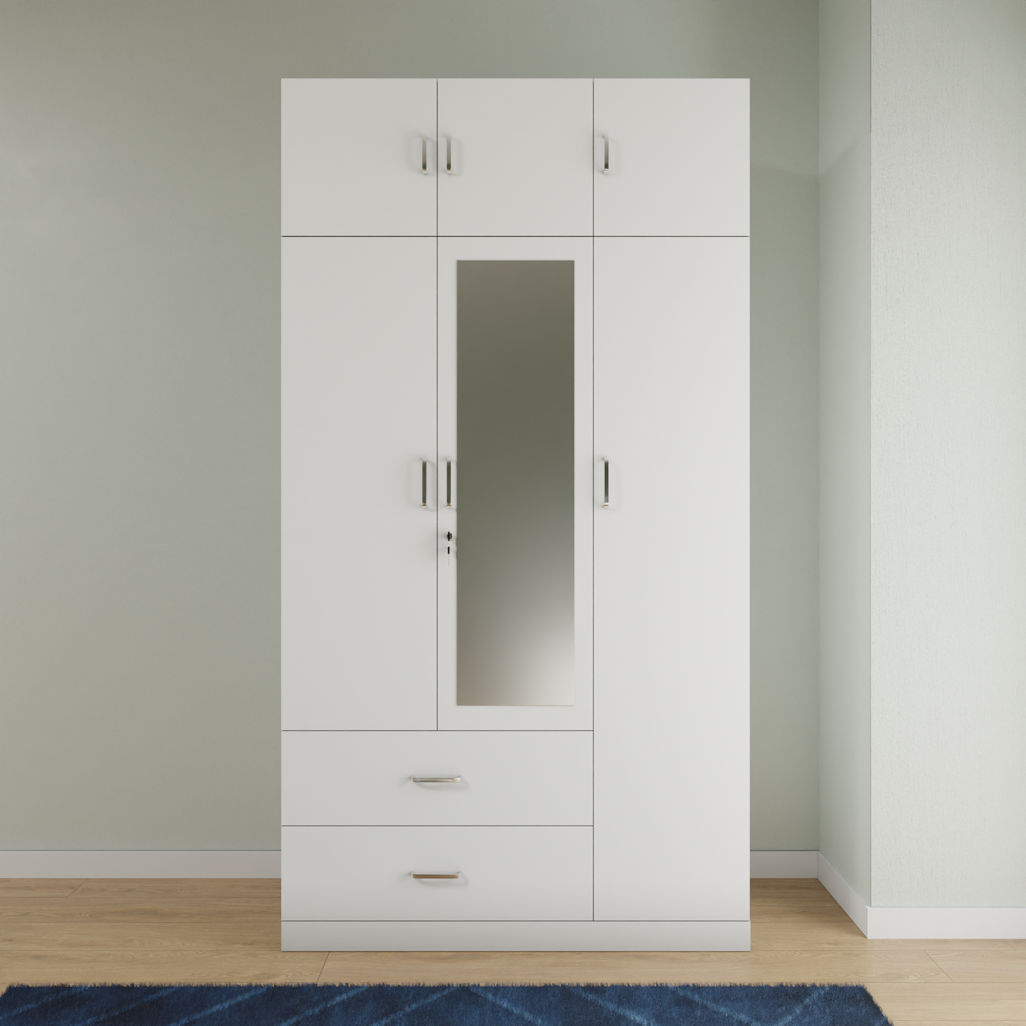AVIRA |Wardrobe with Mirror, Hinged | 3 Door, 2 Drawer with loft Wardrobes VIKI FURNITURE   