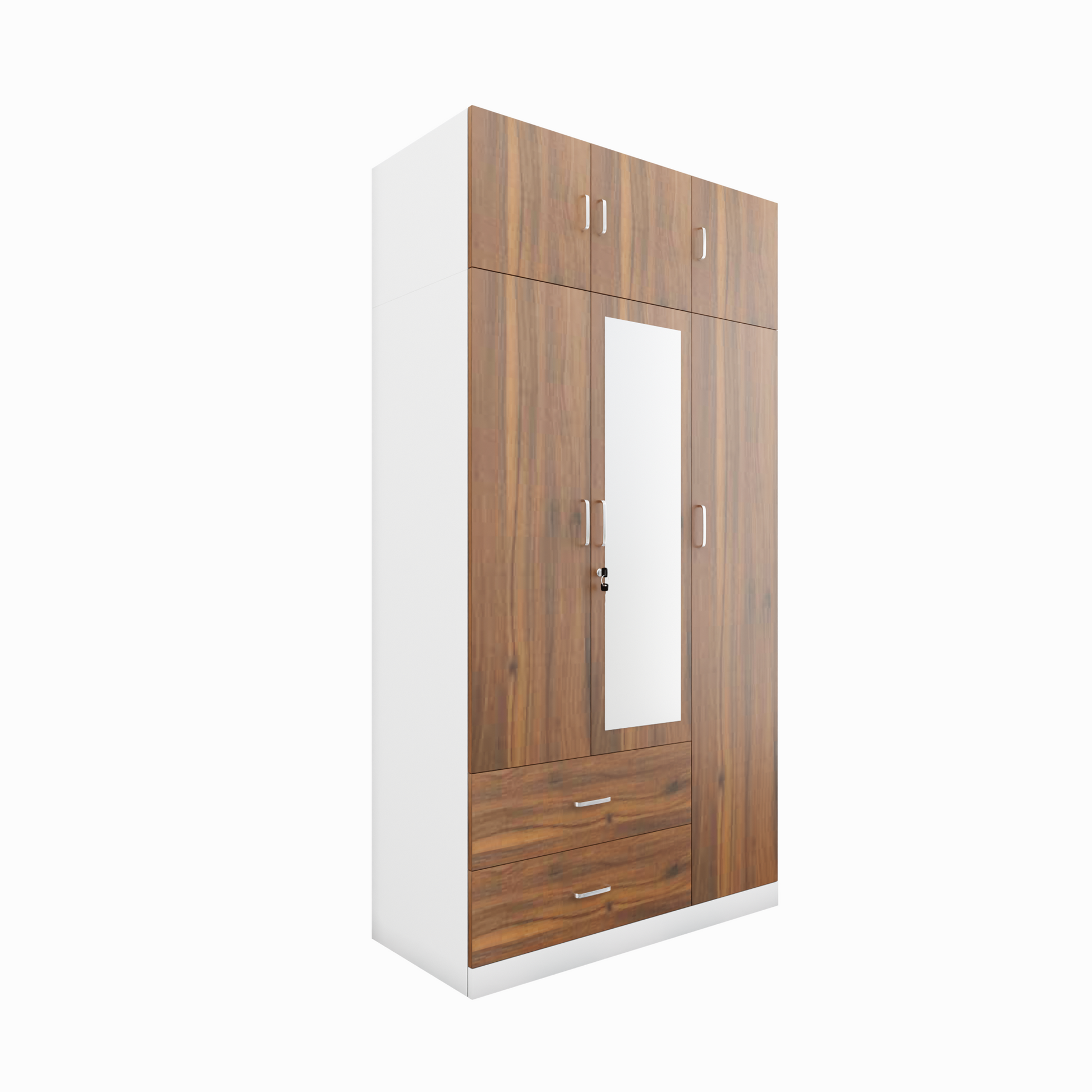AVIRA |Wardrobe with Mirror, Hinged | 3 Door, 2 Drawer with loft & Dual Color Wardrobes VIKI FURNITURE   