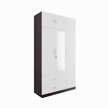 AVIRA |Wardrobe with Mirror, Hinged | 3 Door, 2 Drawer with loft & Dual Color Wardrobes VIKI FURNITURE   