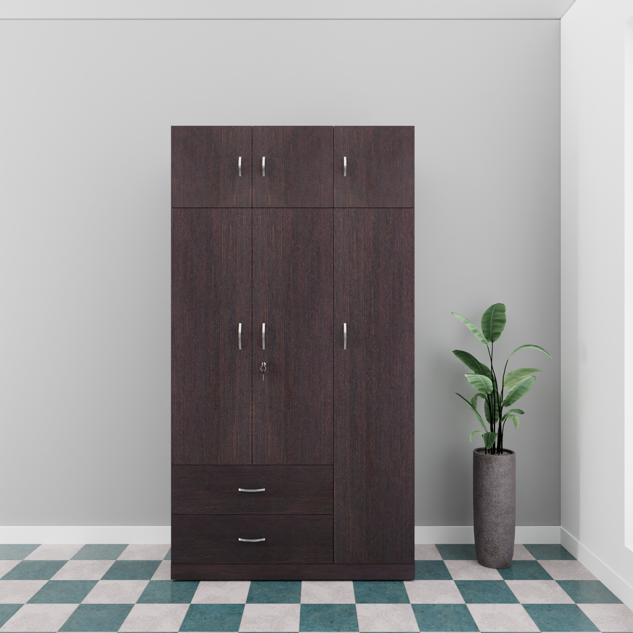 AVIRA |Wardrobe , Hinged | 3 Door, 2 Drawer with loft Wardrobes VIKI FURNITURE   