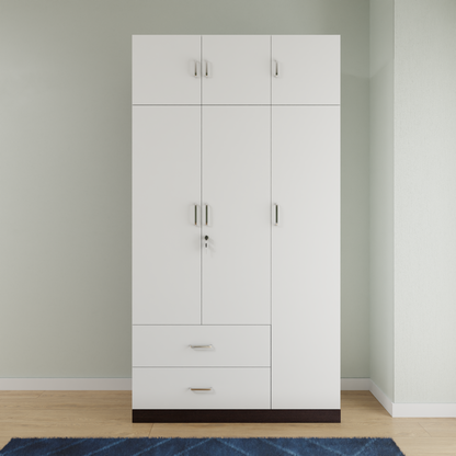 AVIRA |Wardrobe , Hinged | 3 Door, 2 Drawer with loft & Dual Color Wardrobes VIKI FURNITURE   