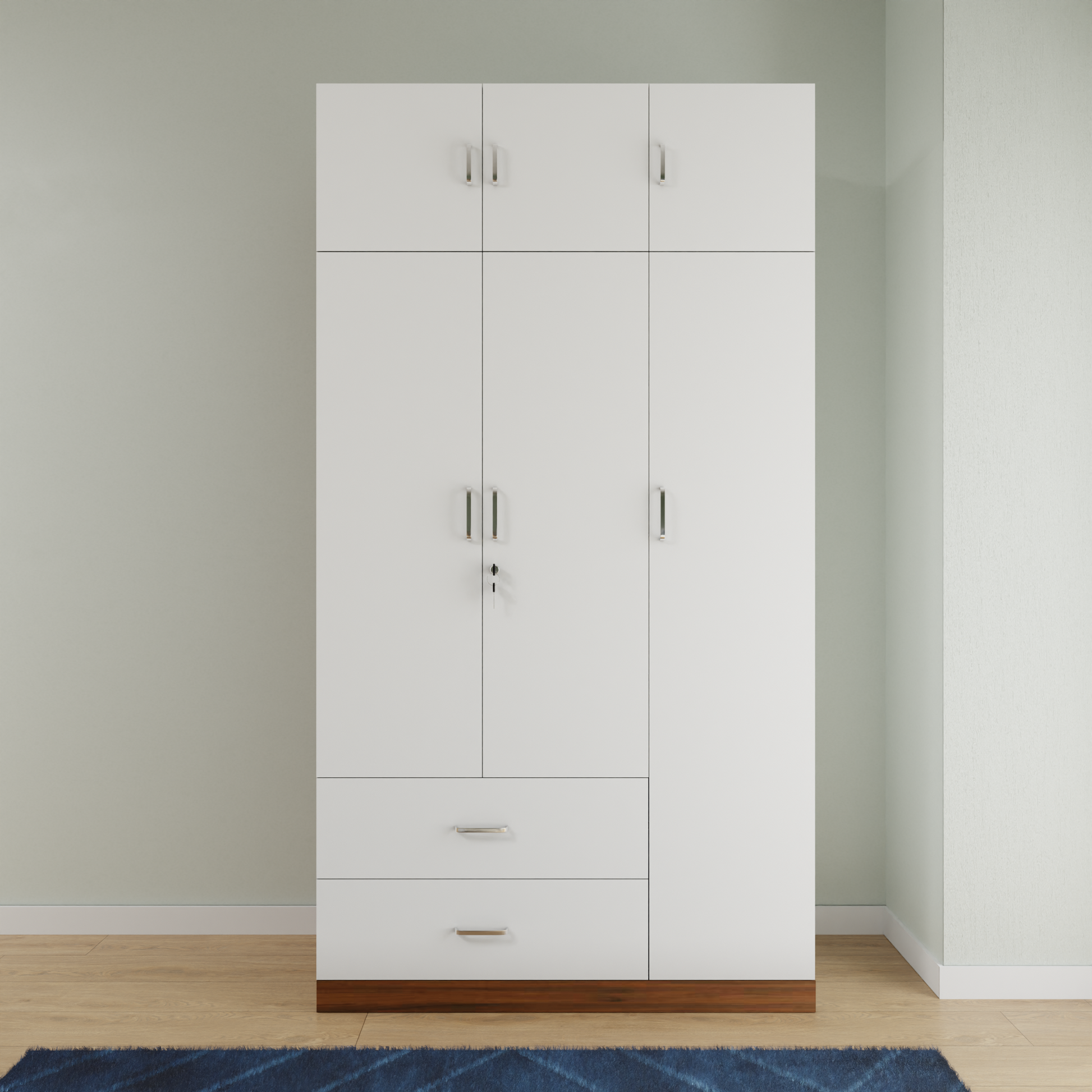 AVIRA |Wardrobe , Hinged | 3 Door, 2 Drawer with loft & Dual Color Wardrobes VIKI FURNITURE   