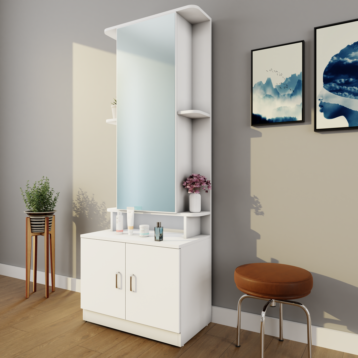 TV Unit | 2 Drawers, Shelf & Open Shelves | Single Color TV & Entertainment Unit VIKI FURNITURE