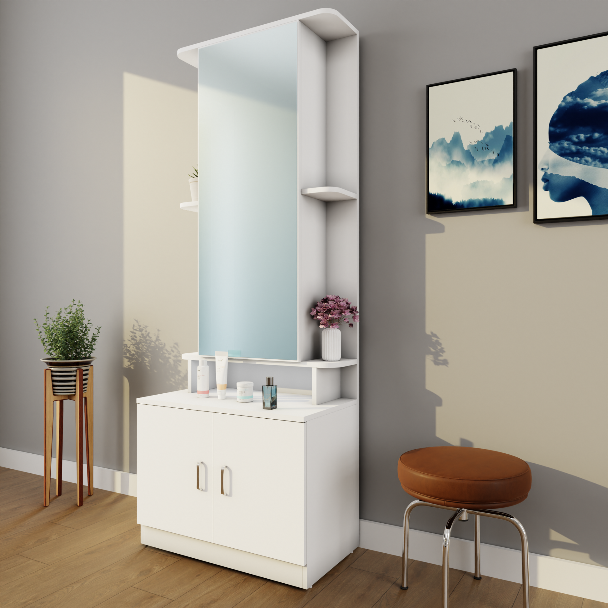TV Unit | 2 Drawers, Shelf & Open Shelves | Single Color TV & Entertainment Unit VIKI FURNITURE