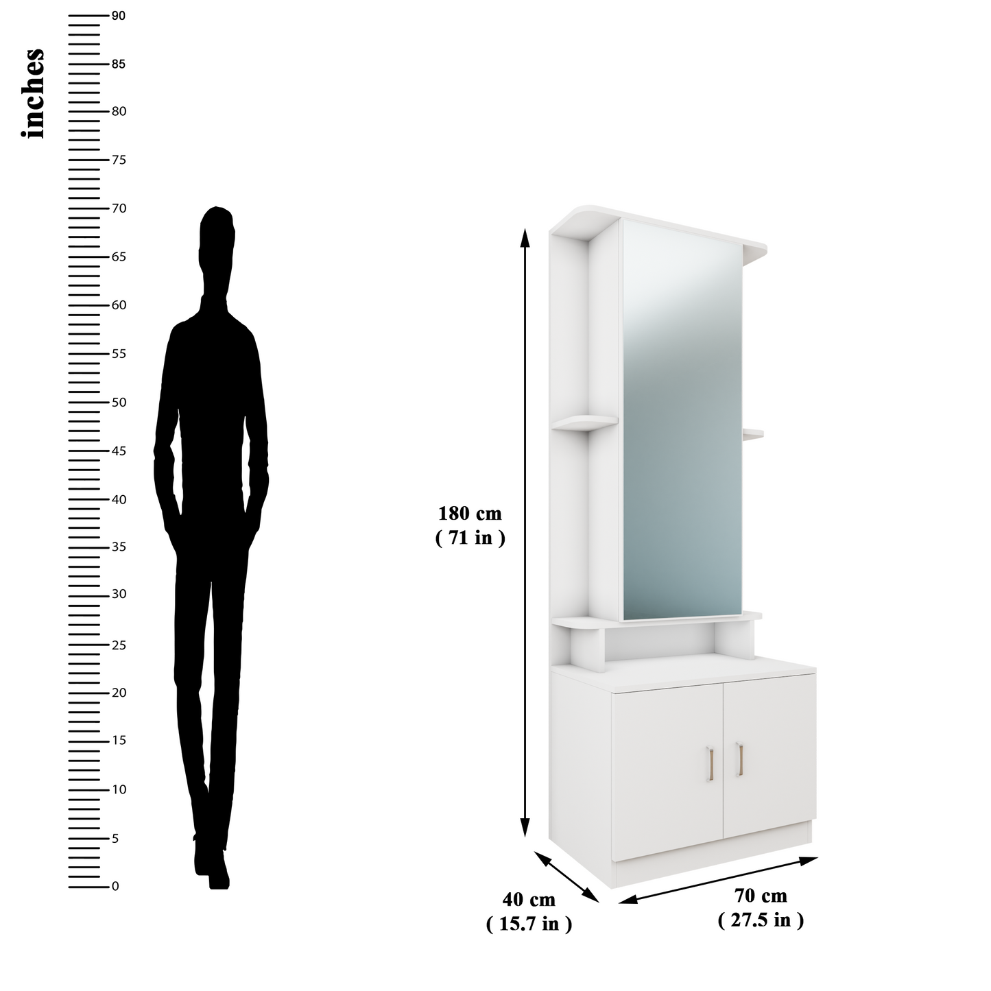 Dressing Table with Mirror Door | Double Door & Shelves Dressing Table VIKI FURNITURE   