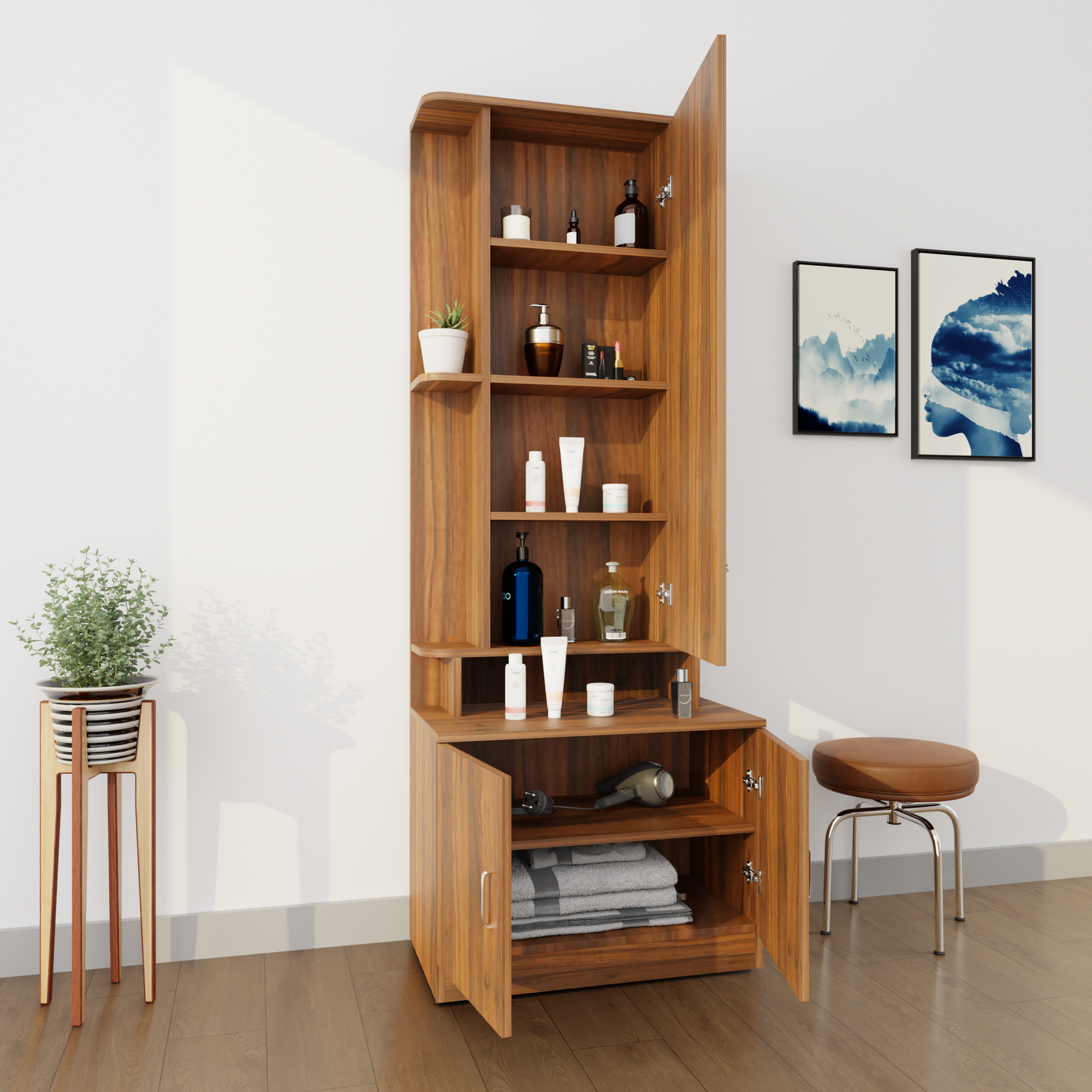 TV Unit | 1 Drawer, Shelf, Open Shelves & Extension | Dual Color TV & Entertainment Unit VIKI FURNITURE