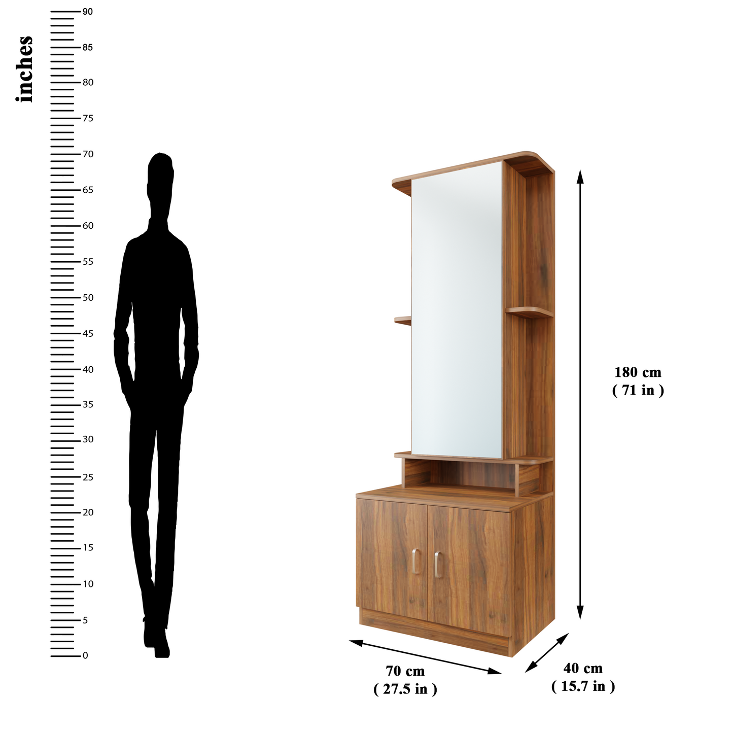 Dressing Table with Mirror Door | Double Door & Shelves Dressing Table VIKI FURNITURE   