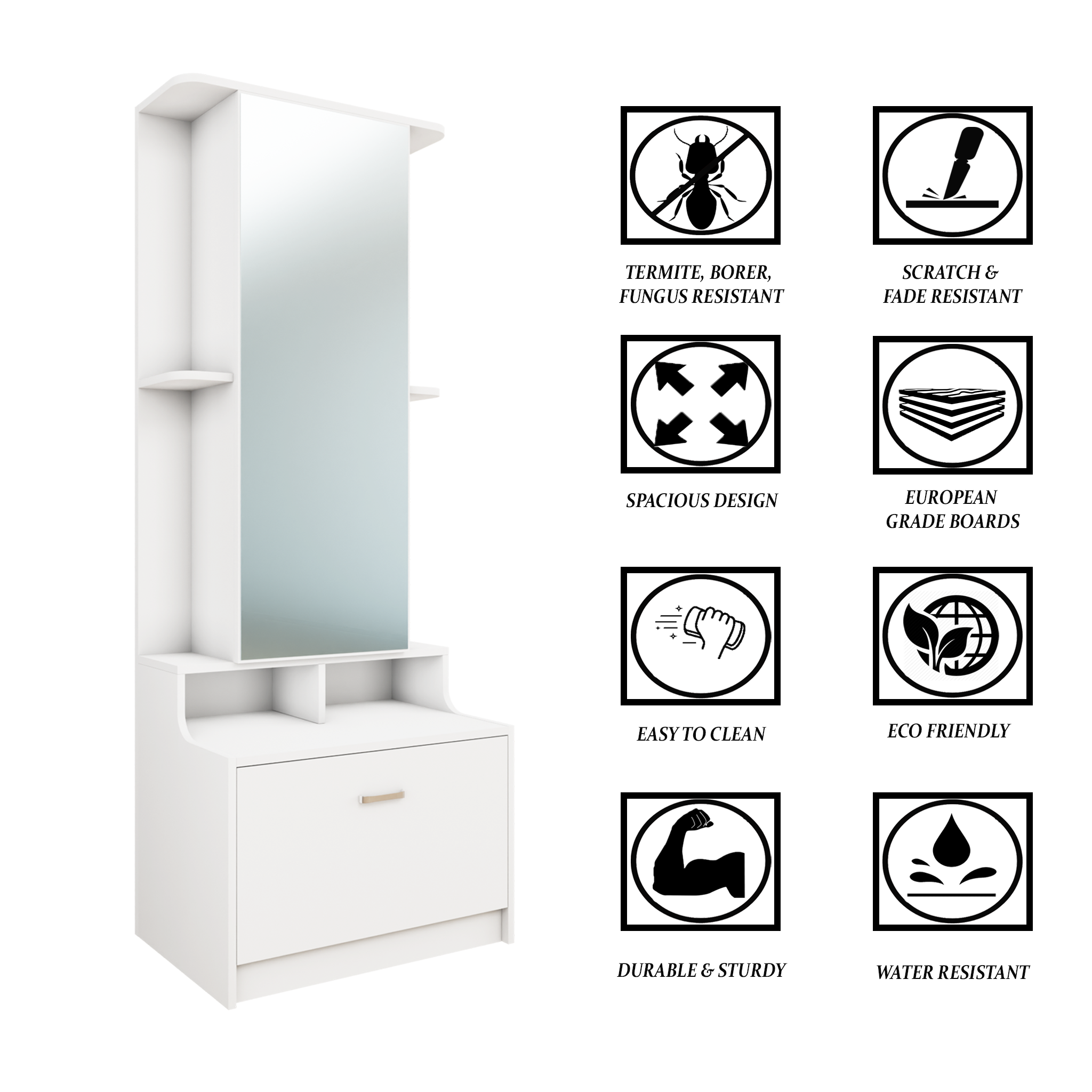 Dressing Table with Mirror Door | Drawer & Shelves Dressing Table VIKI FURNITURE   