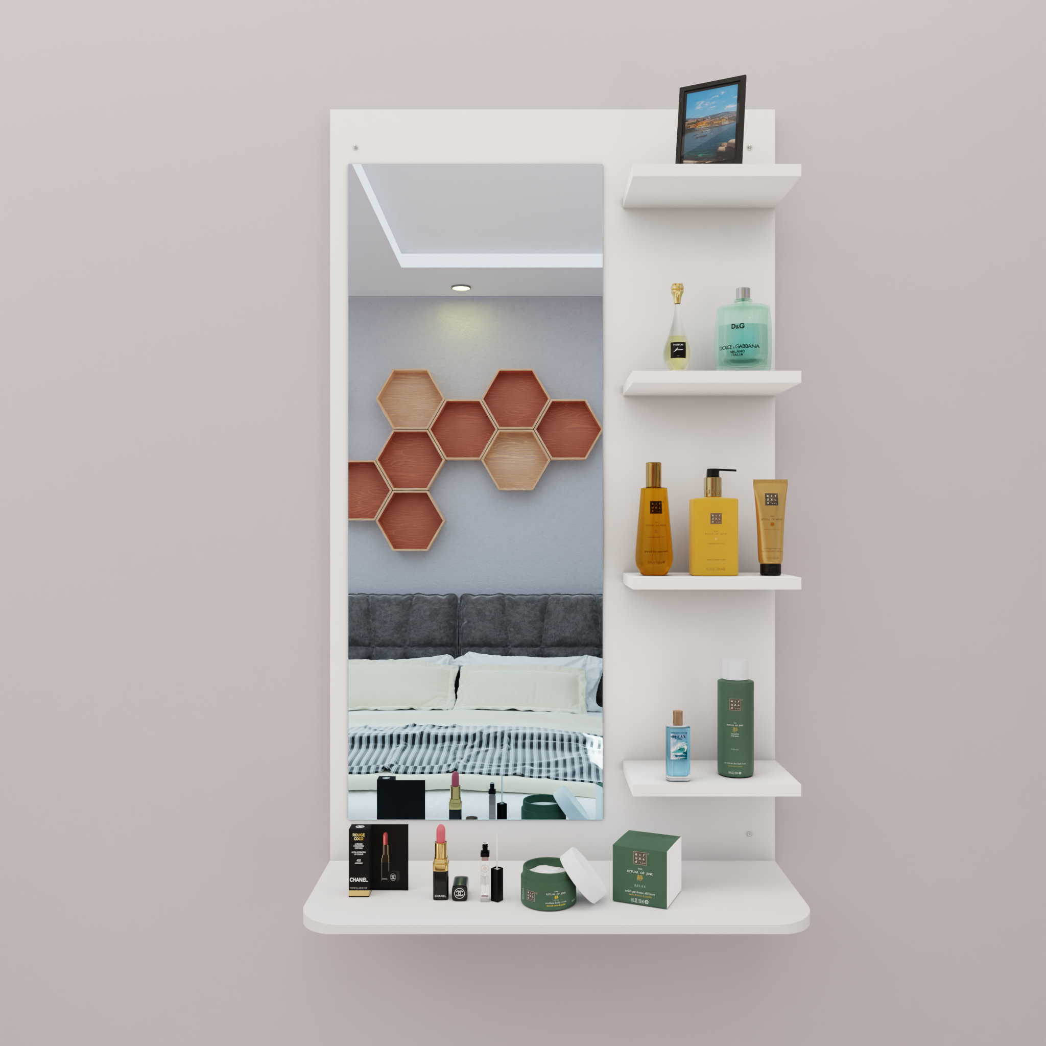 Dressing Table with Mirror | Open Shelves Dressing Table VIKI FURNITURE   