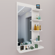 Dressing Table with Mirror | Open Shelves Dressing Table VIKI FURNITURE White