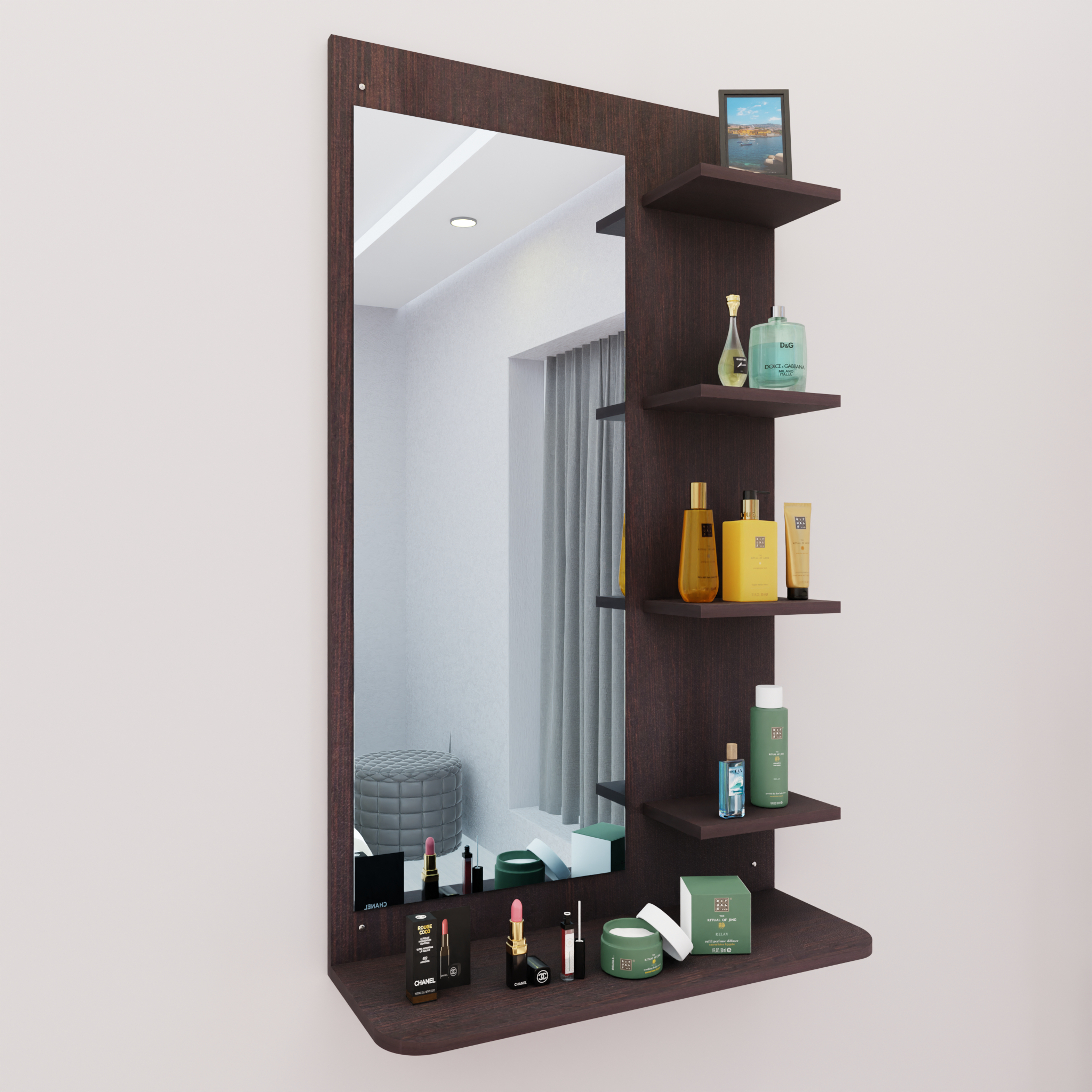 Dressing Table with Mirror | Open Shelves Dressing Table VIKI FURNITURE Wenge
