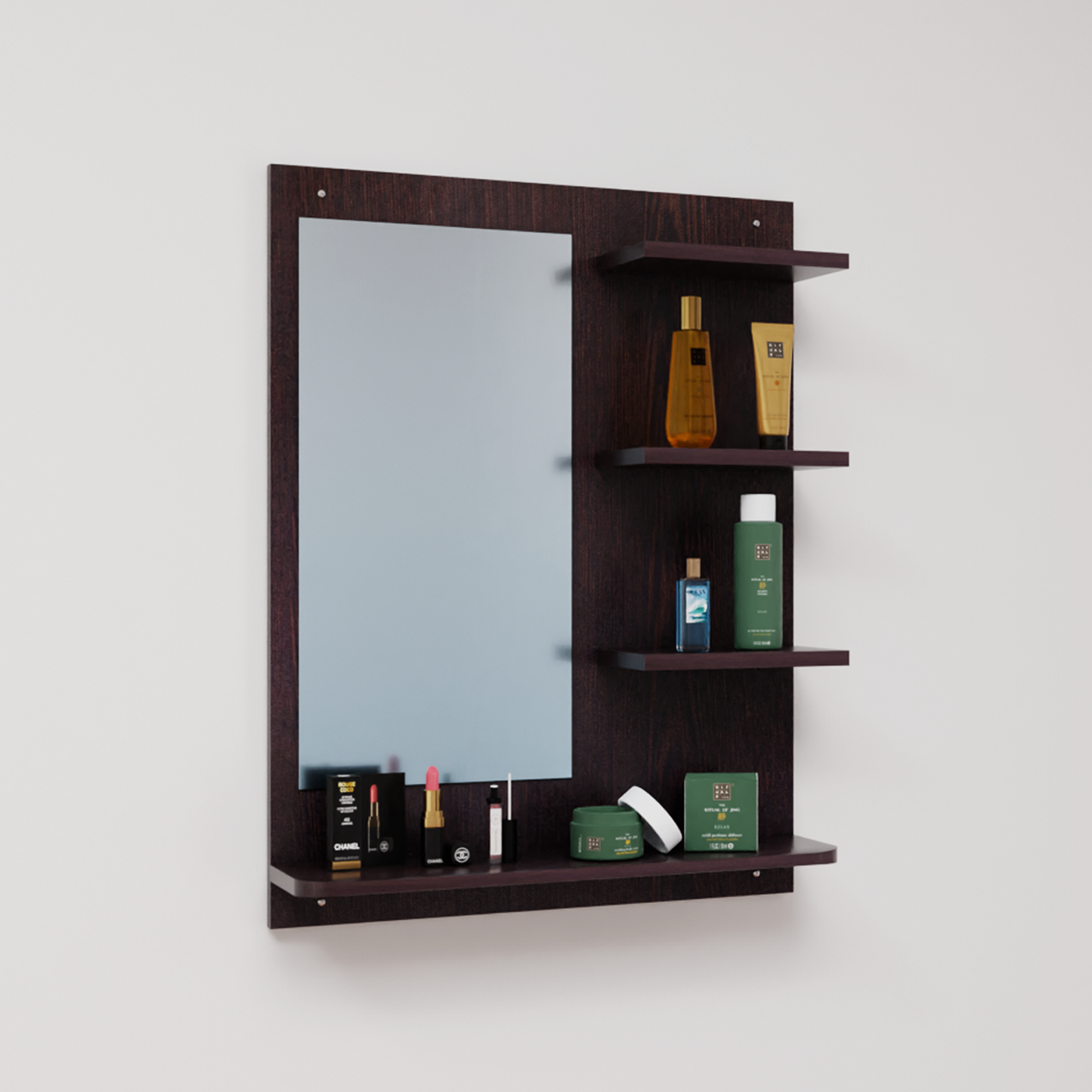 Dressing Table with Mirror | Open Shelves Dressing Table VIKI FURNITURE Dark Wenge  