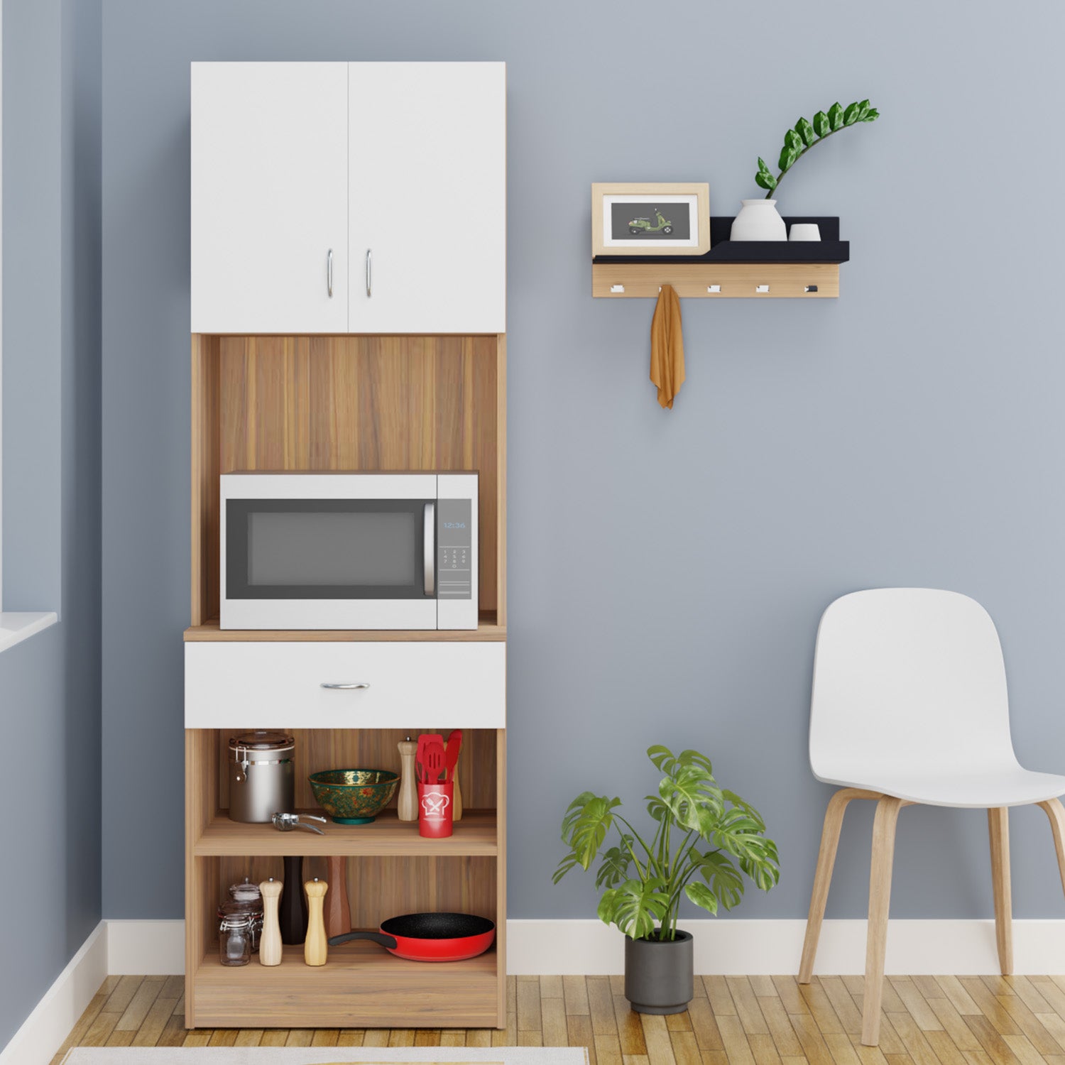Buffer | Floor Stand | Kitchen Cabinet kitchen cabinet VIKI FURNITURE White & Walnut