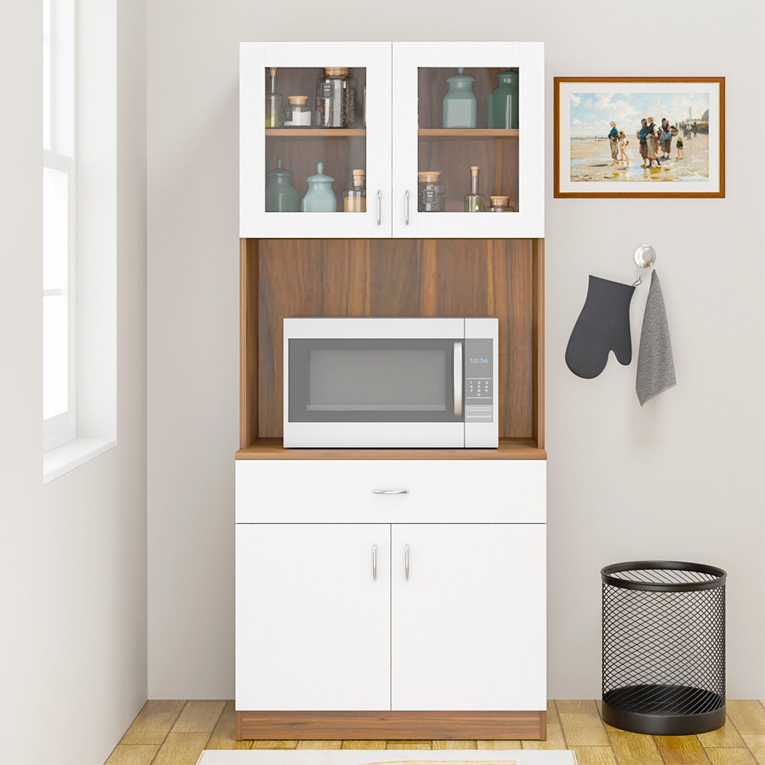 Buffer | Floor Stand | Kitchen Cabinet kitchen cabinet VIKI FURNITURE White & Walnut