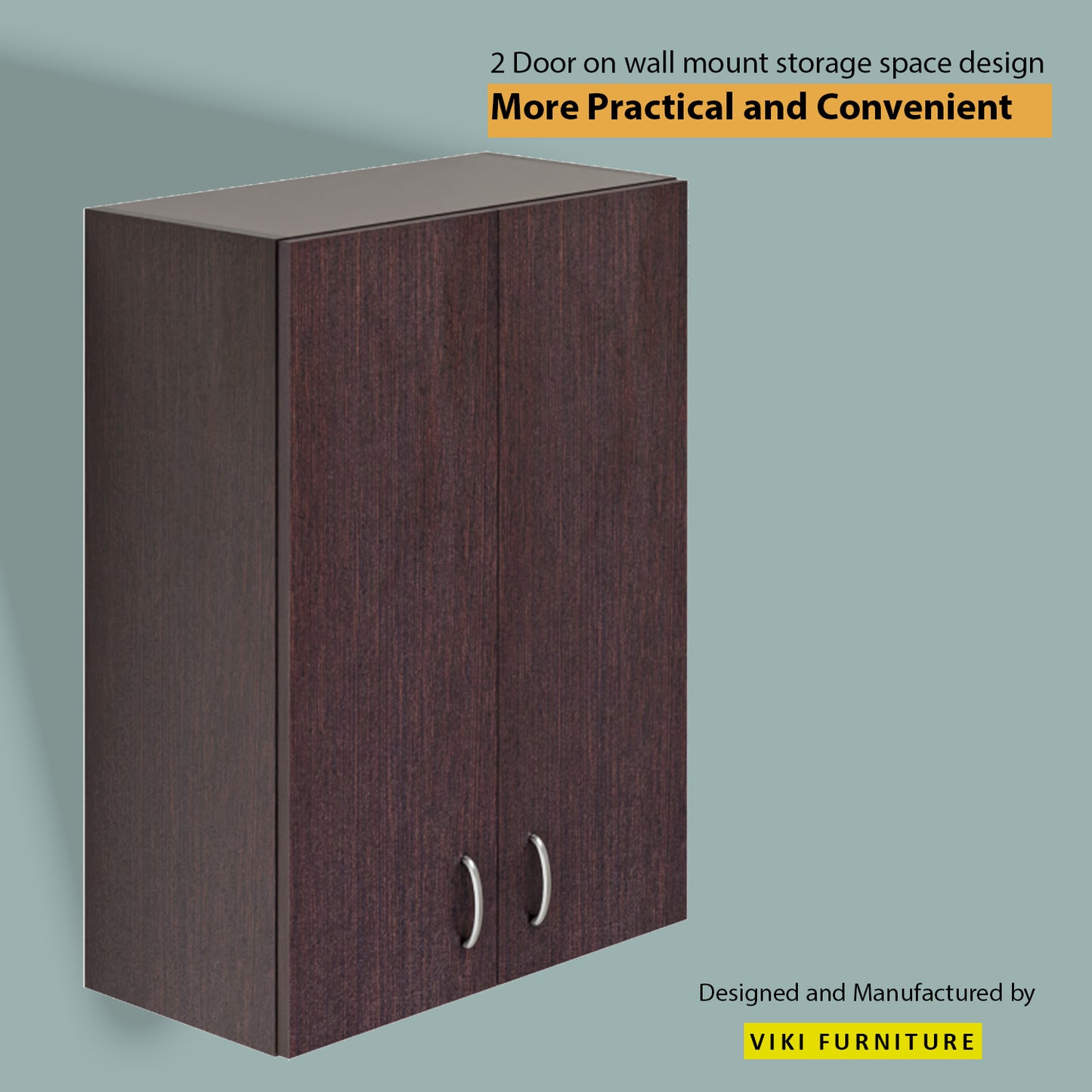 VIKI | Multipurpose Wall Mounted Cabinet with 2 Doors | Storage Solution for Kitchen, Bedroom, Office & Living Room kitchen cabinet VIKI FURNITURE 2 Doors Wenge Wooden Swinng