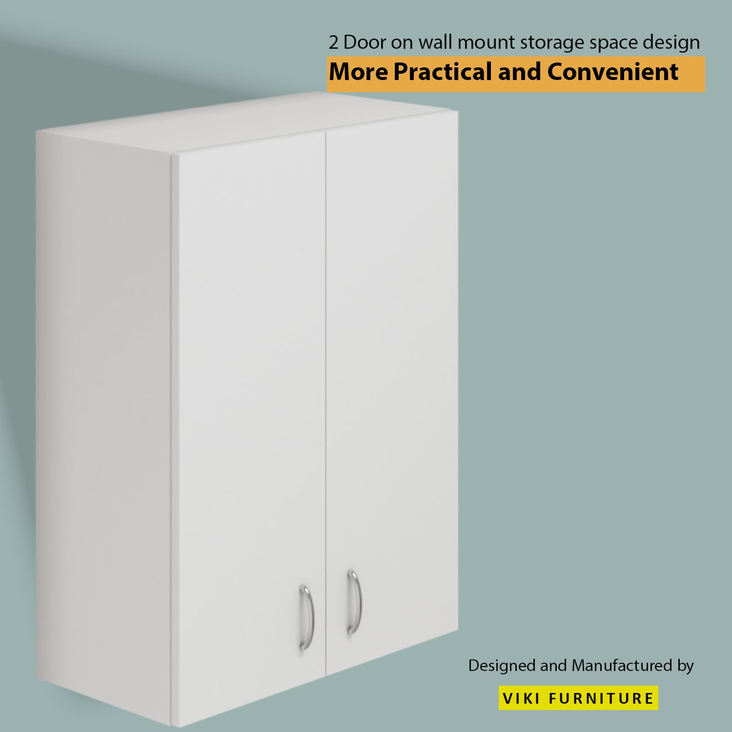 VIKI | Multipurpose Wall Mounted Cabinet with 2 Doors | Storage Solution for Kitchen, Bedroom, Office & Living Room kitchen cabinet VIKI FURNITURE 2 Doors White Wooden Swinng