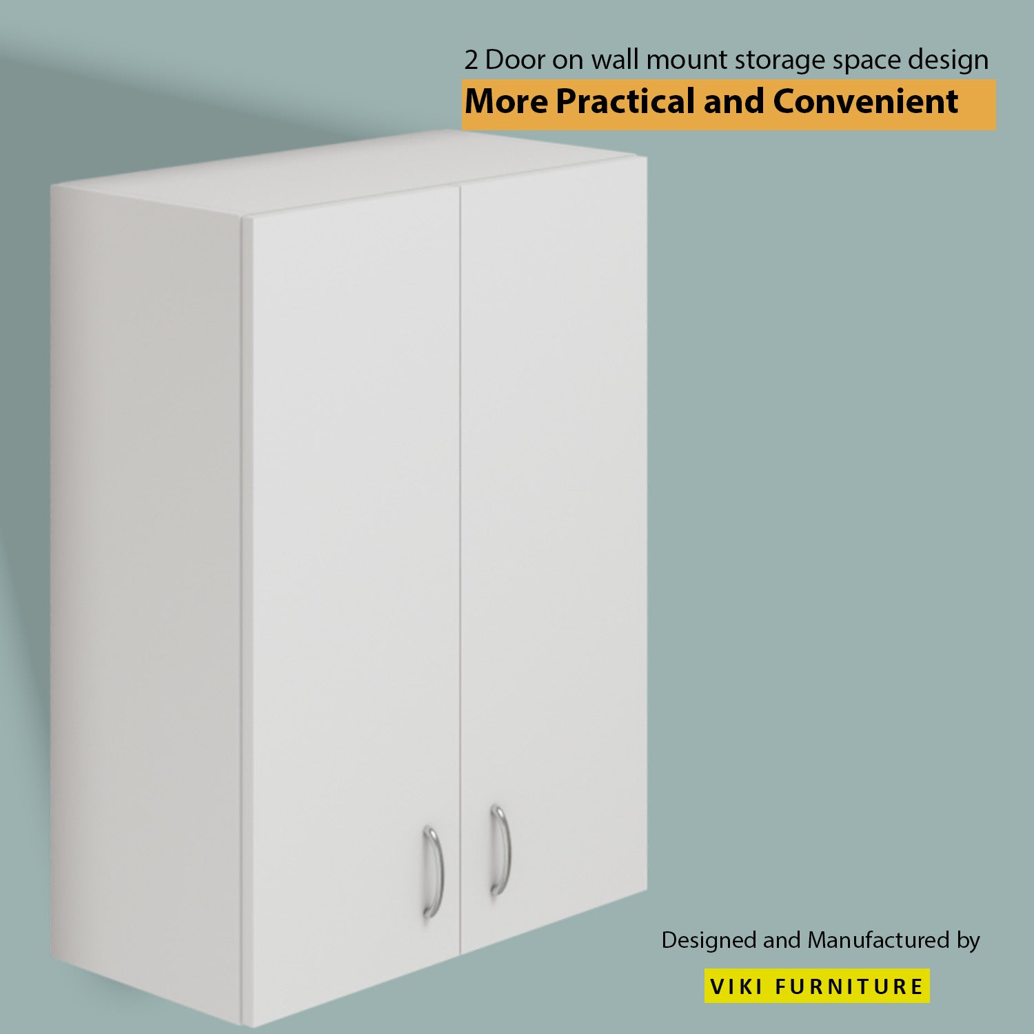 Multipurpose Wall Mounted Cabinet with Glass 2 Doors kitchen cabinet VIKI FURNITURE 2 Doors White Wooden Swinng