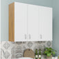 VIKI | Multipurpose Wall Mounted Cabinet with 3 Doors | Storage Solution for Kitchen, Bedroom, Office & Living Room kitchen cabinet VIKI FURNITURE 3 Doors White and Walnut Wooden Swinng