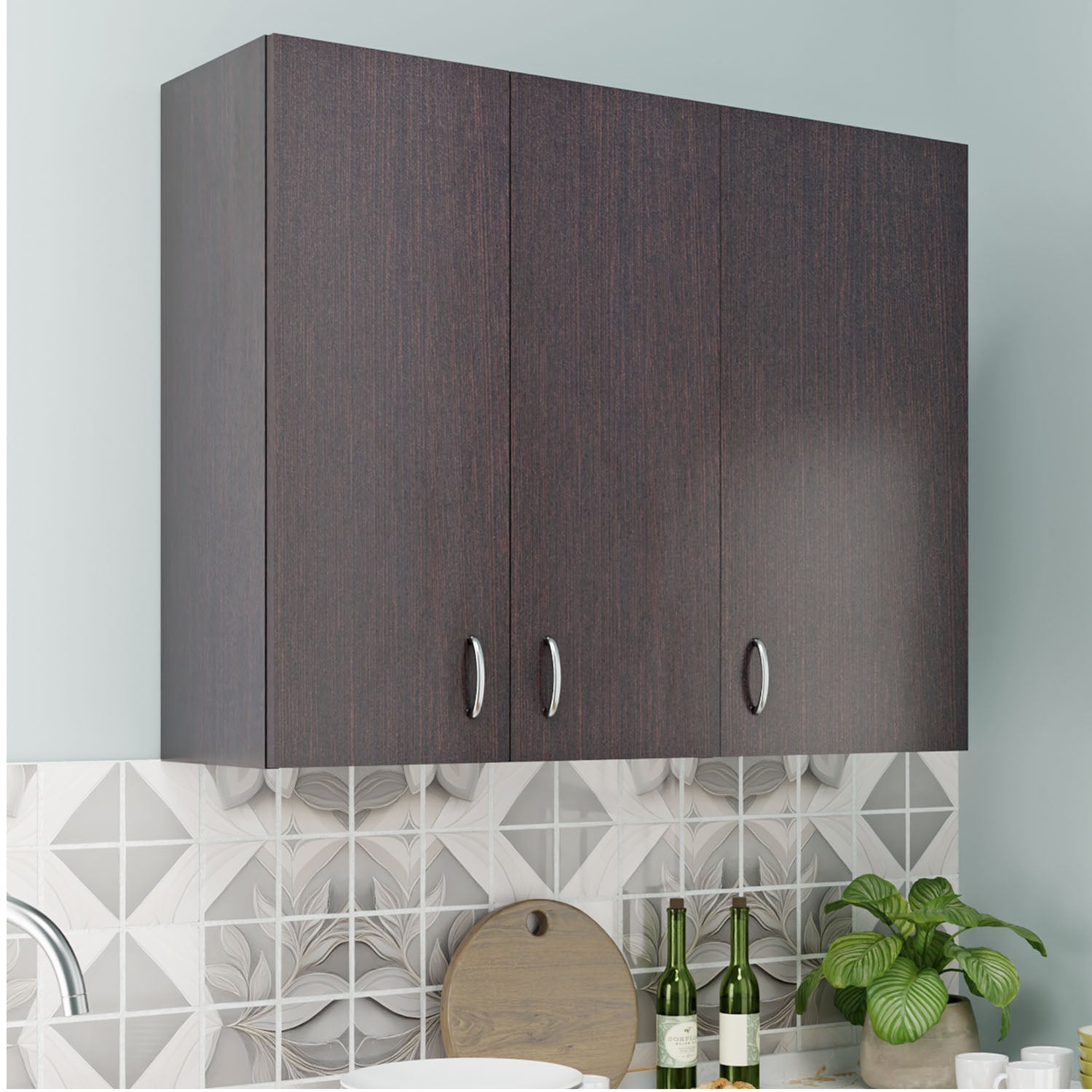 Traksha | Modular Kitchen | Wall Cabinet - 3 Doors kitchen cabinet VIKI FURNITURE Wenge