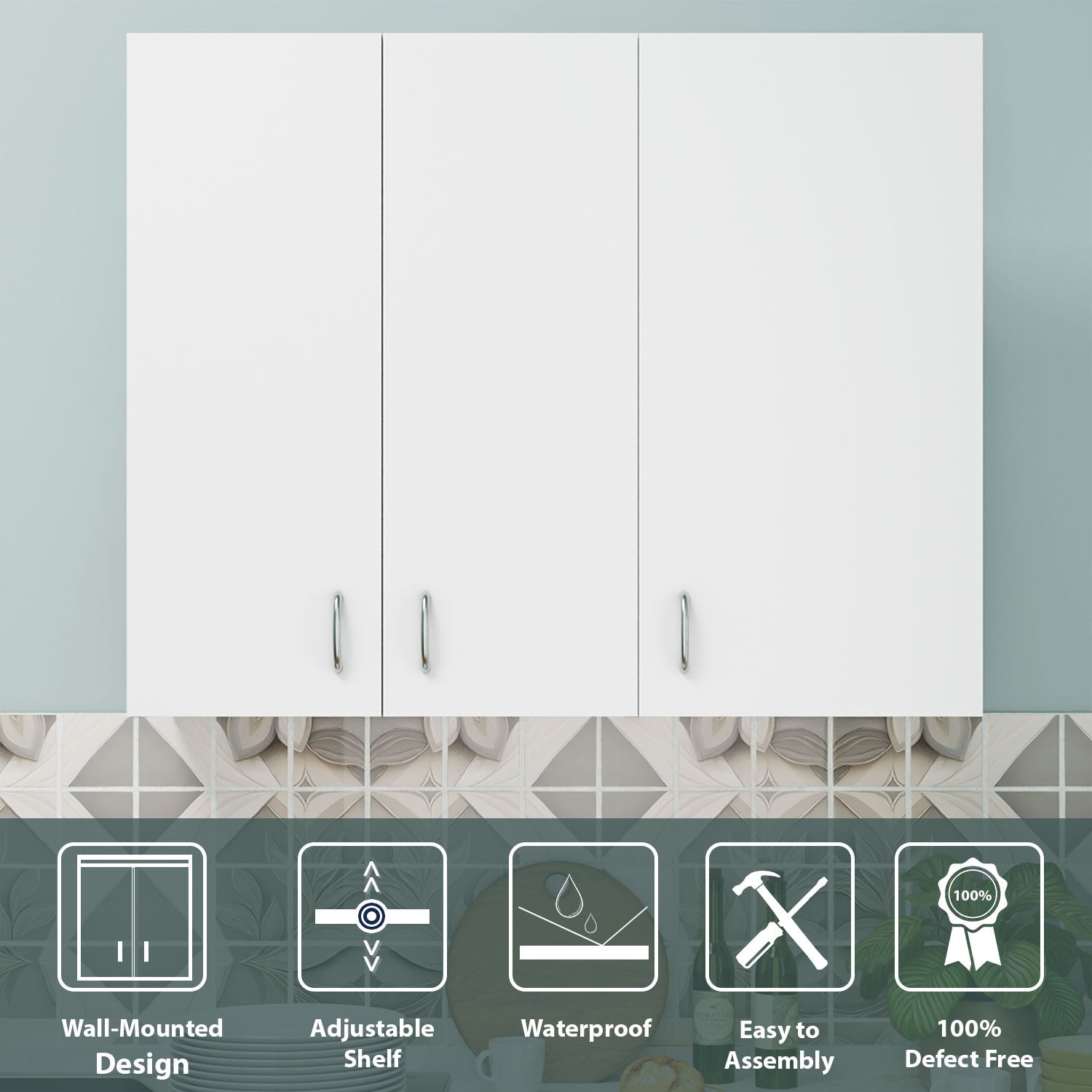 VIKI | Multipurpose Wall Mounted Cabinet with 3 Doors | Storage Solution for Kitchen, Bedroom, Office & Living Room kitchen cabinet VIKI FURNITURE