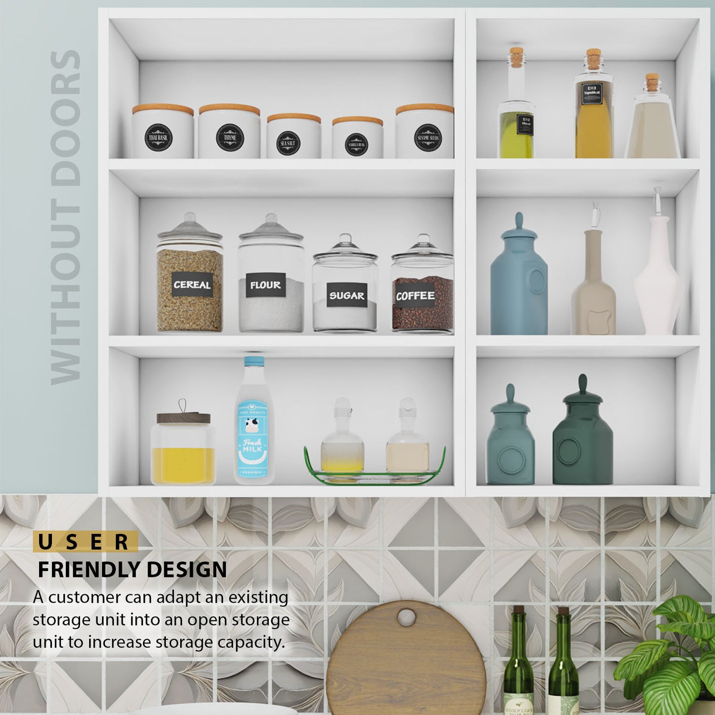 VIKI | Multipurpose Wall Mounted Cabinet with 3 Doors | Storage Solution for Kitchen, Bedroom, Office & Living Room kitchen cabinet VIKI FURNITURE