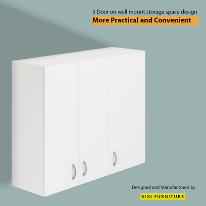 VIKI | Multipurpose Wall Mounted Cabinet with 3 Doors | Storage Solution for Kitchen, Bedroom, Office & Living Room kitchen cabinet VIKI FURNITURE 3 Doors (Medium) White Wooden Swinng