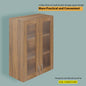 VIKI | Multipurpose Wall Mounted Cabinet with 2 Doors | Storage Solution for Kitchen, Bedroom, Office & Living Room kitchen cabinet VIKI FURNITURE 2 Doors Walnut Glass Swinng