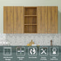 VIKI | Multipurpose Wall Mounted Cabinet with 4 Doors | Storage Solution for Kitchen, Bedroom, Office & Living Room kitchen cabinet VIKI FURNITURE 4 Doors with Open Shelf Walnut Wooden Swinng