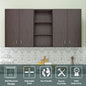 VIKI | Multipurpose Wall Mounted Cabinet with 4 Doors | Storage Solution for Kitchen, Bedroom, Office & Living Room kitchen cabinet VIKI FURNITURE 4 Doors with Open Shelf Wenge Wooden Swinng