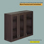 VIKI | Multipurpose Wall Mounted Cabinet with 3 Doors | Storage Solution for Kitchen, Bedroom, Office & Living Room kitchen cabinet VIKI FURNITURE 3 Doors Wenge Glass Swinng