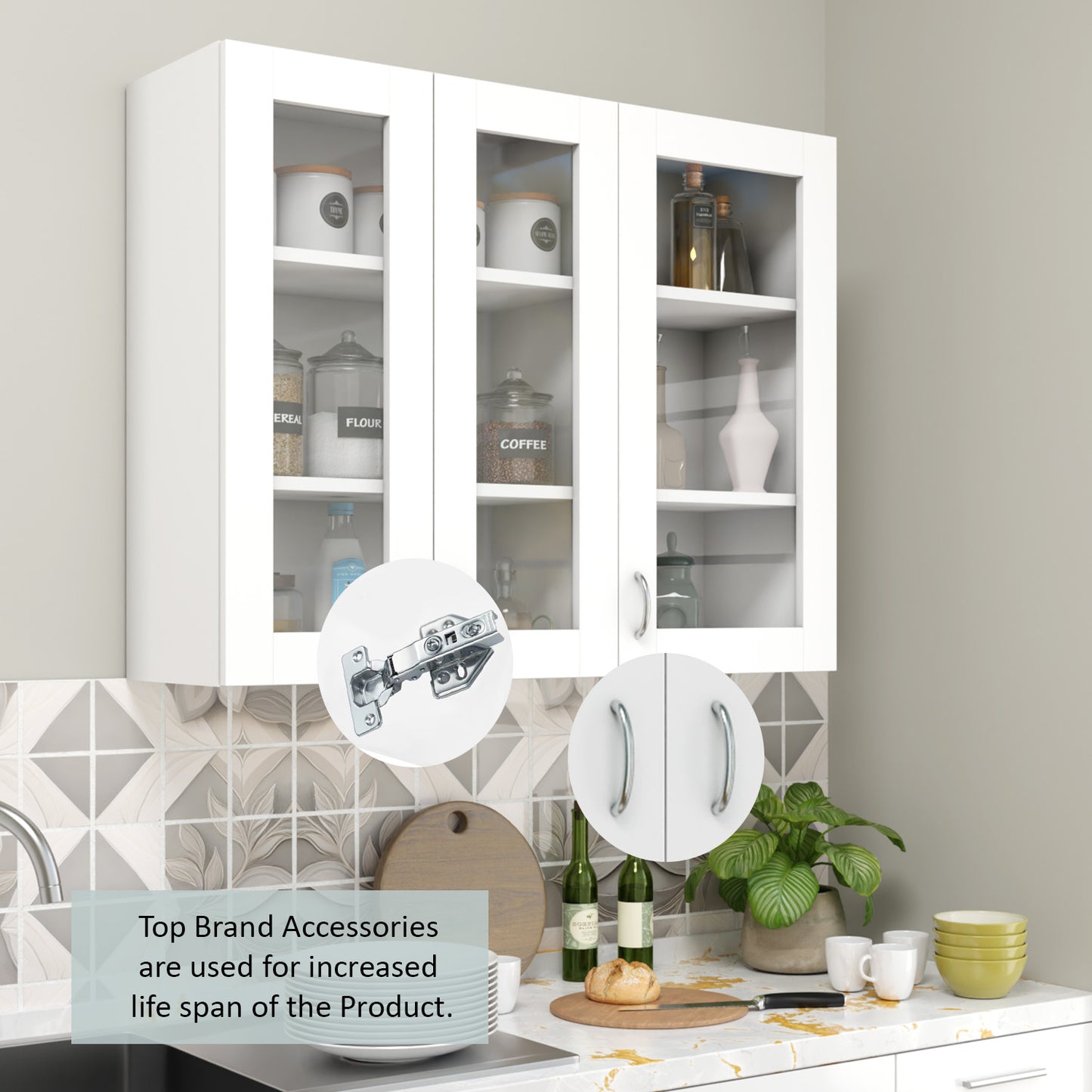 VIKI | Multipurpose Wall Mounted Cabinet with 3 Doors | Storage Solution for Kitchen, Bedroom, Office & Living Room kitchen cabinet VIKI FURNITURE