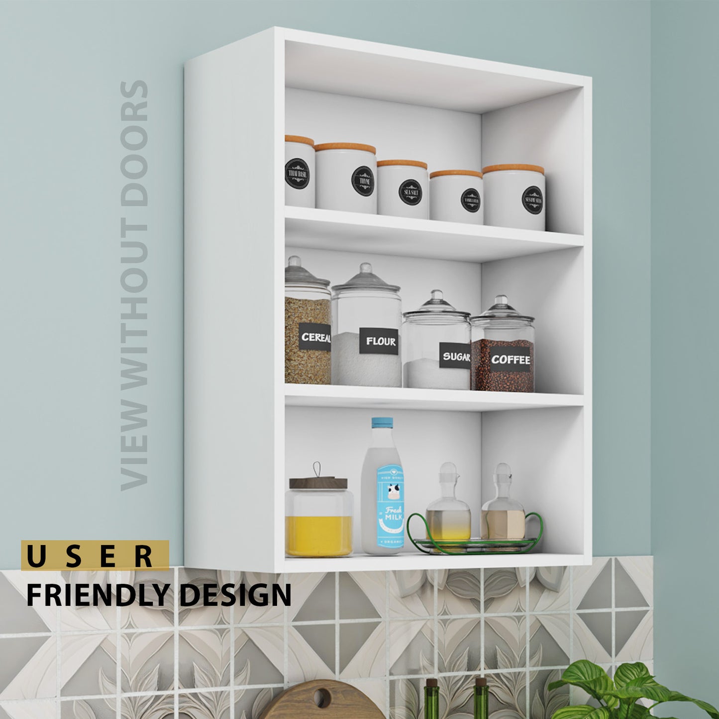 VIKI | Multipurpose Wall Mounted Cabinet with 3 Doors | Storage Solution for Kitchen, Bedroom, Office & Living Room kitchen cabinet VIKI FURNITURE