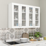 Traksha | Modular Kitchen | Wall Cabinet - 4 Glass Doors kitchen cabinet VIKI FURNITURE White