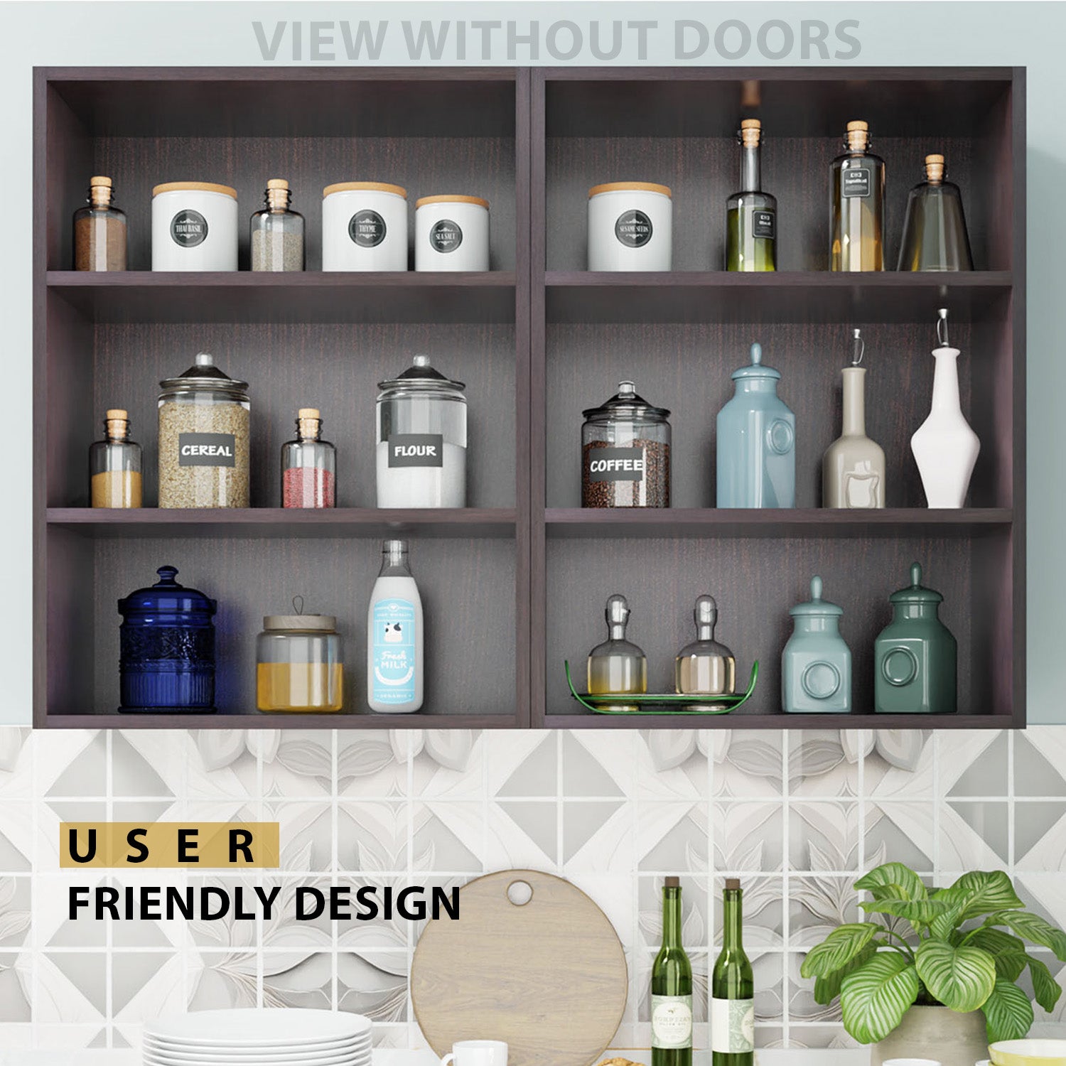 Traksha | Modular Kitchen | Wall Cabinet - 4 Glass Doors kitchen cabinet VIKI FURNITURE