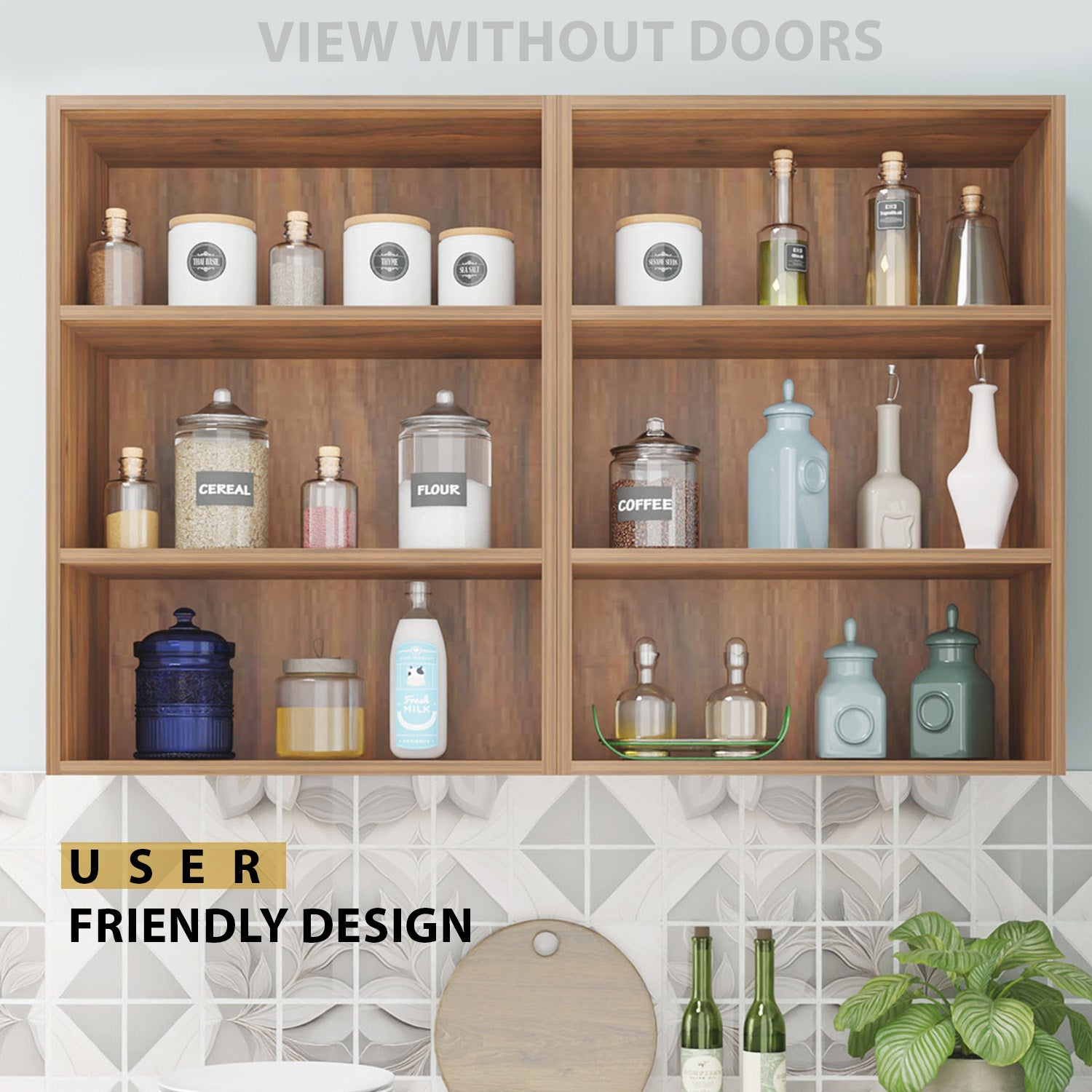 Traksha | Modular Kitchen | Wall Cabinet - 4 Glass Doors kitchen cabinet VIKI FURNITURE