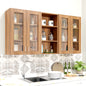 VIKI | Multipurpose Wall Mounted Cabinet with 4 Doors | Storage Solution for Kitchen, Bedroom, Office & Living Room kitchen cabinet VIKI FURNITURE 4 Doors with Open Shelf Walnut Glass Swinng