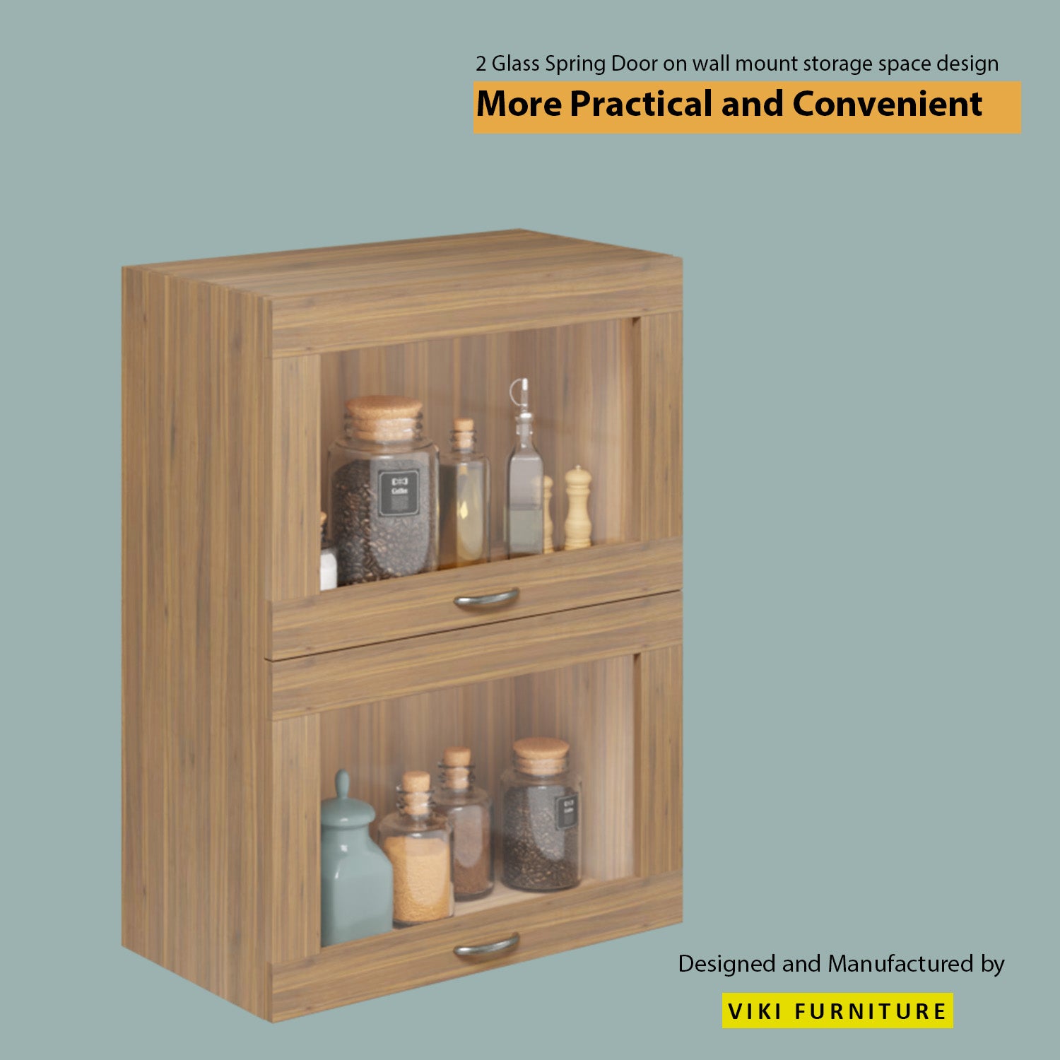 FlipUP | Modular Kitchen | Wall Cabinet - Spring 2 Doors kitchen cabinet VIKI FURNITURE Walnut